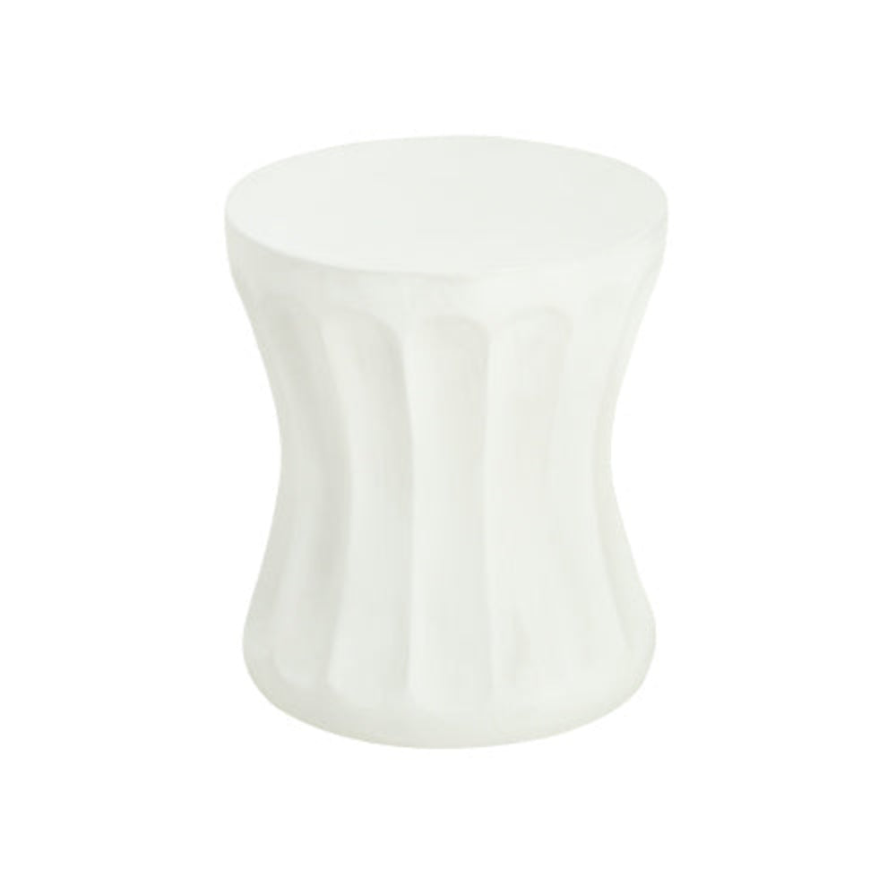 Cylindrical Outdoor Side Table, Lightweight Concrete MGO, No Assembly, Versatile for Patio & Home, 15x15x18 Inch White