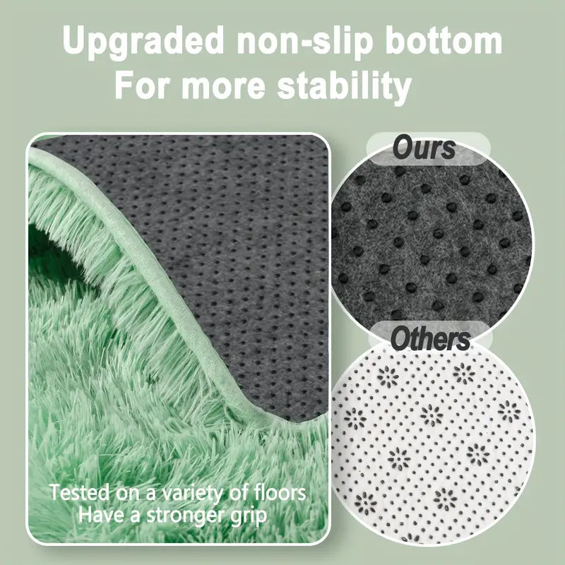 Green Shag Rug, Ultra Soft 1.7in Thick, Extra Large Non-Slip Mat for Bedroom or Living Room