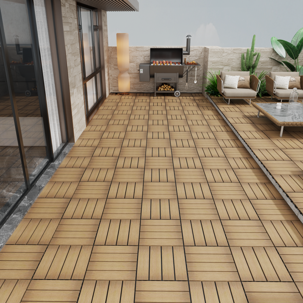 Chic Crate 22-Pack 12inch WPC Wood-Plastic Composite Interlocking Deck Tiles –  Oak