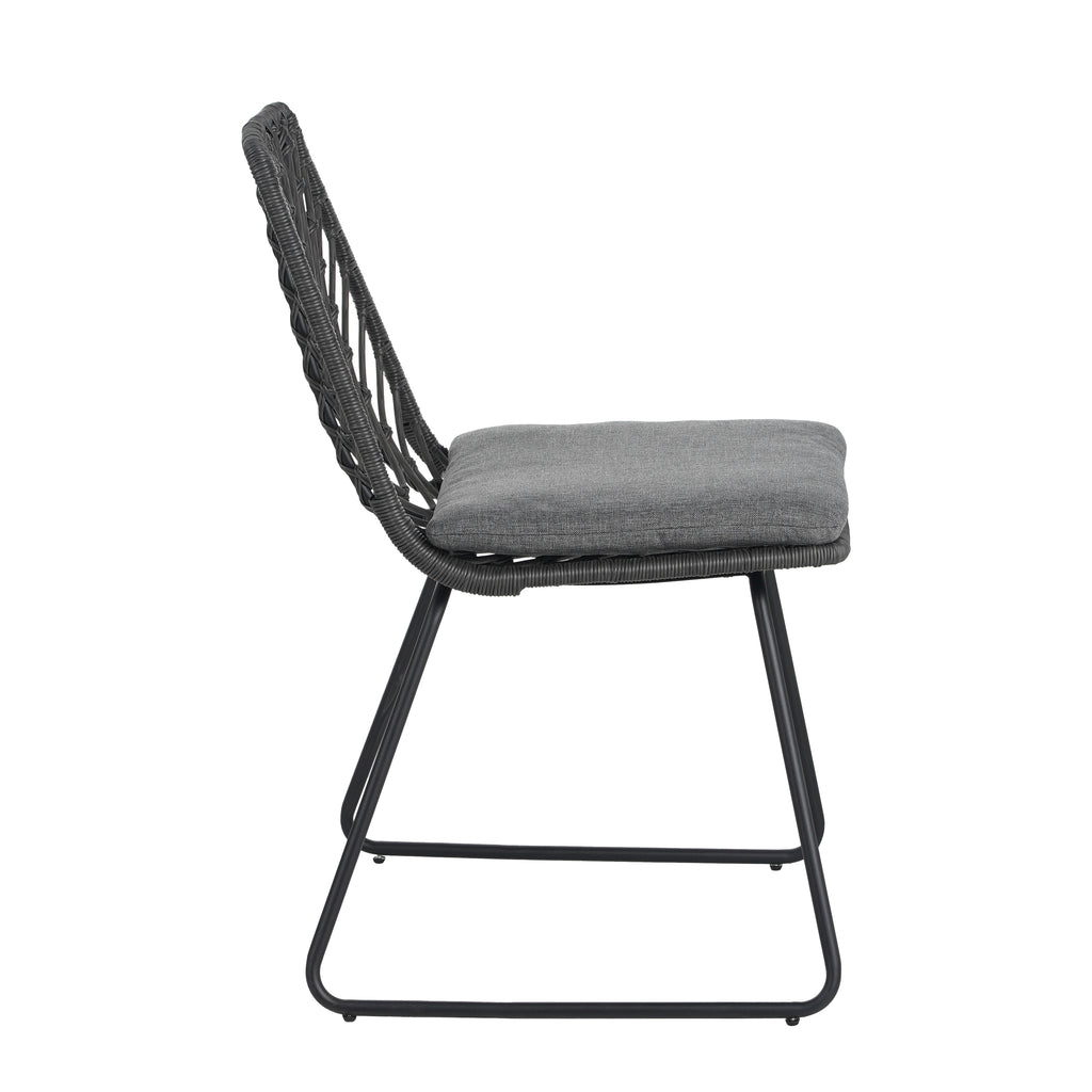 Modern Patio Dining Chairs Set of 2 Rattan Woven Armchairs with Seat Cushions