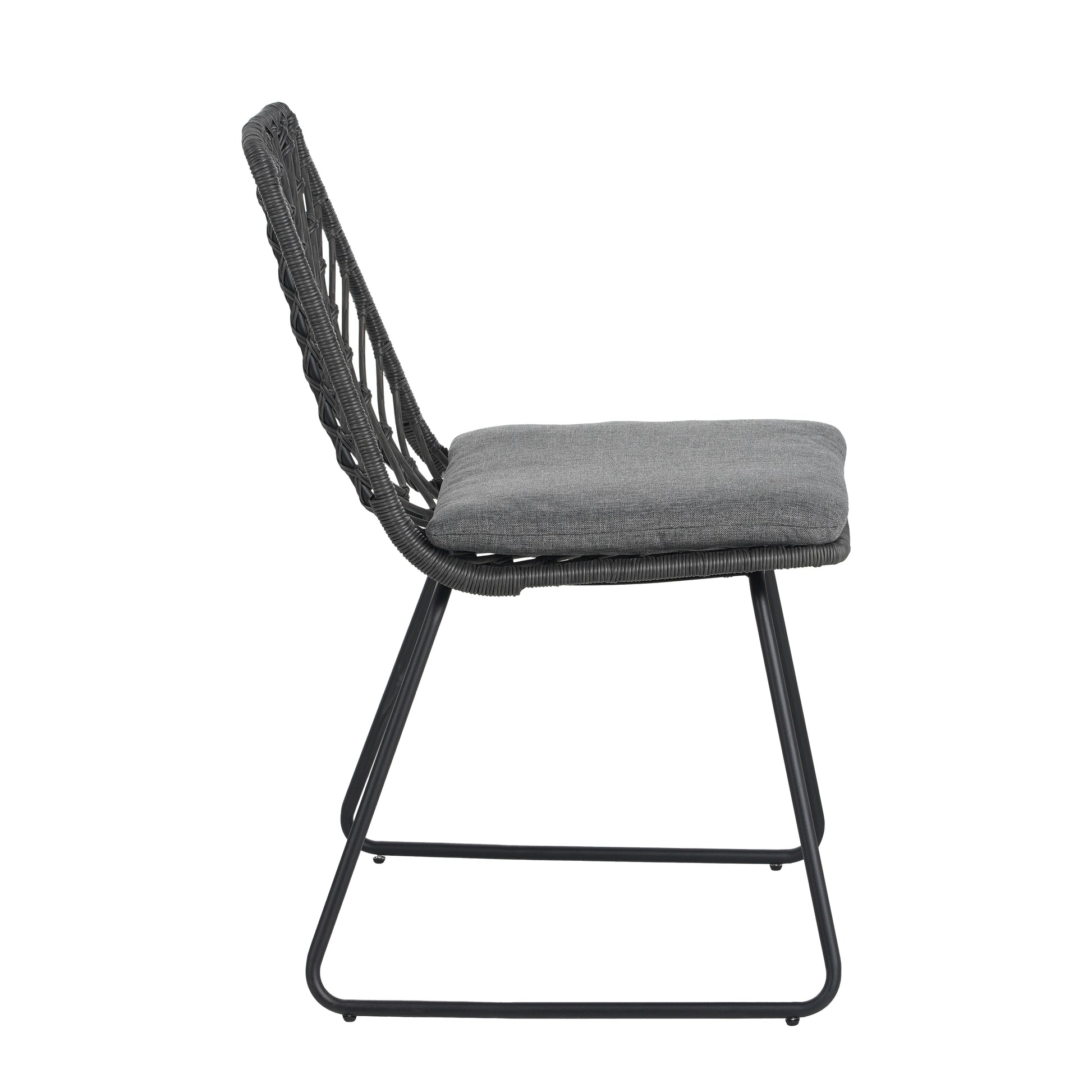 Modern Patio Dining Chairs Set of 2 Rattan Woven Armchairs with Seat Cushions