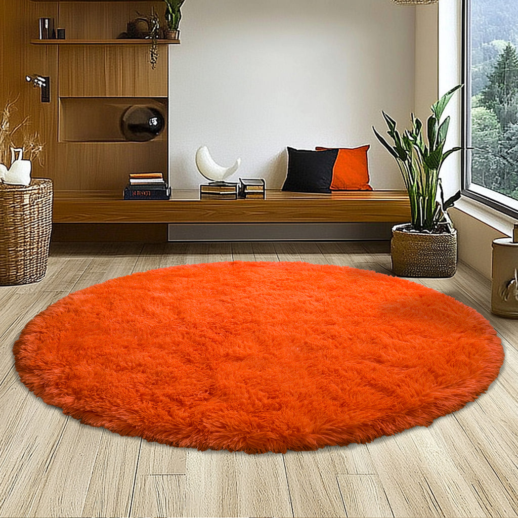 5ft Round Fluffy Area Rug, Soft Shaggy Circle Carpet for Bedroom, Kids Girls Boys Room, Fuzzy Plush Floor Mat