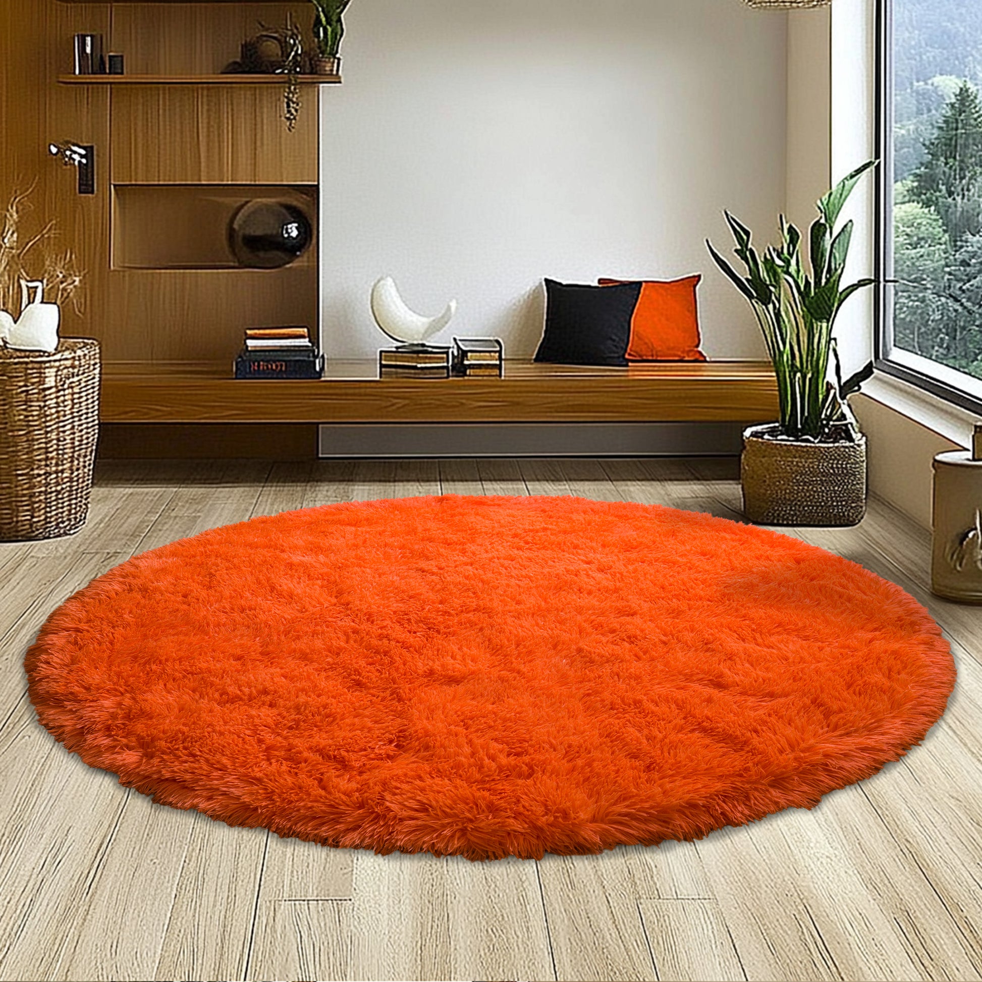 5ft Round Fluffy Area Rug, Soft Shaggy Circle Carpet for Bedroom, Kids Girls Boys Room, Fuzzy Plush Floor Mat