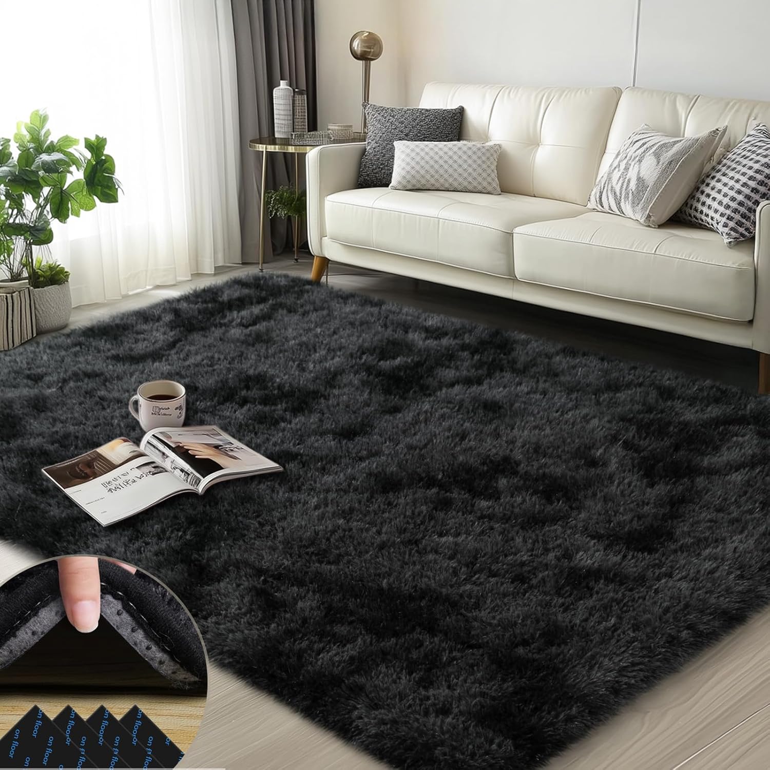 3x5 Fluffy Area Rugs for Living Room Bedroom, Soft Shag Kids Rug Small Carpet Home Decor