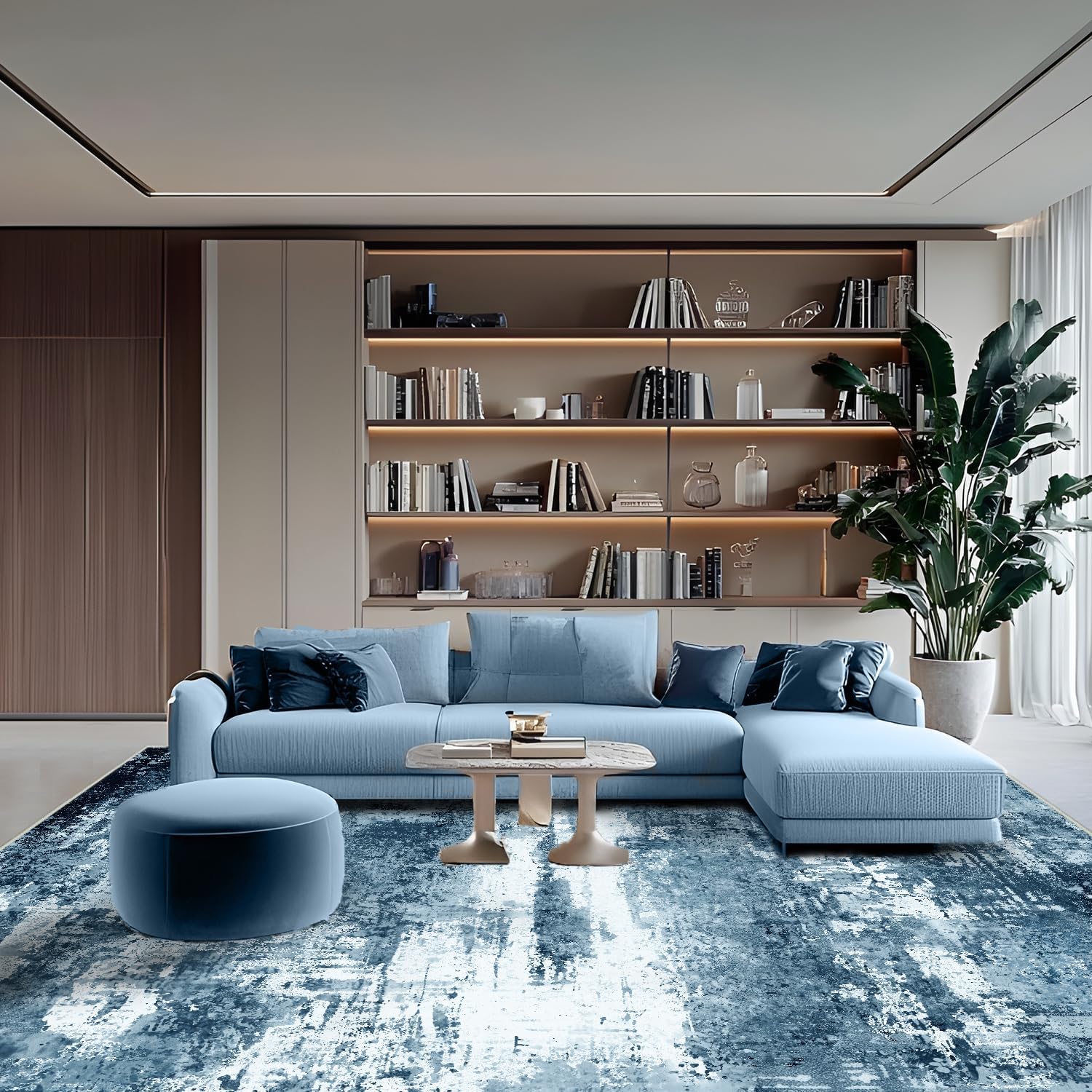 Washable Area Rugs 5'x7' Non-Slip Modern Abstract Soft for Living Room Entryway Bedroom Nursery, Print Pattern Home Decor Aesthetic