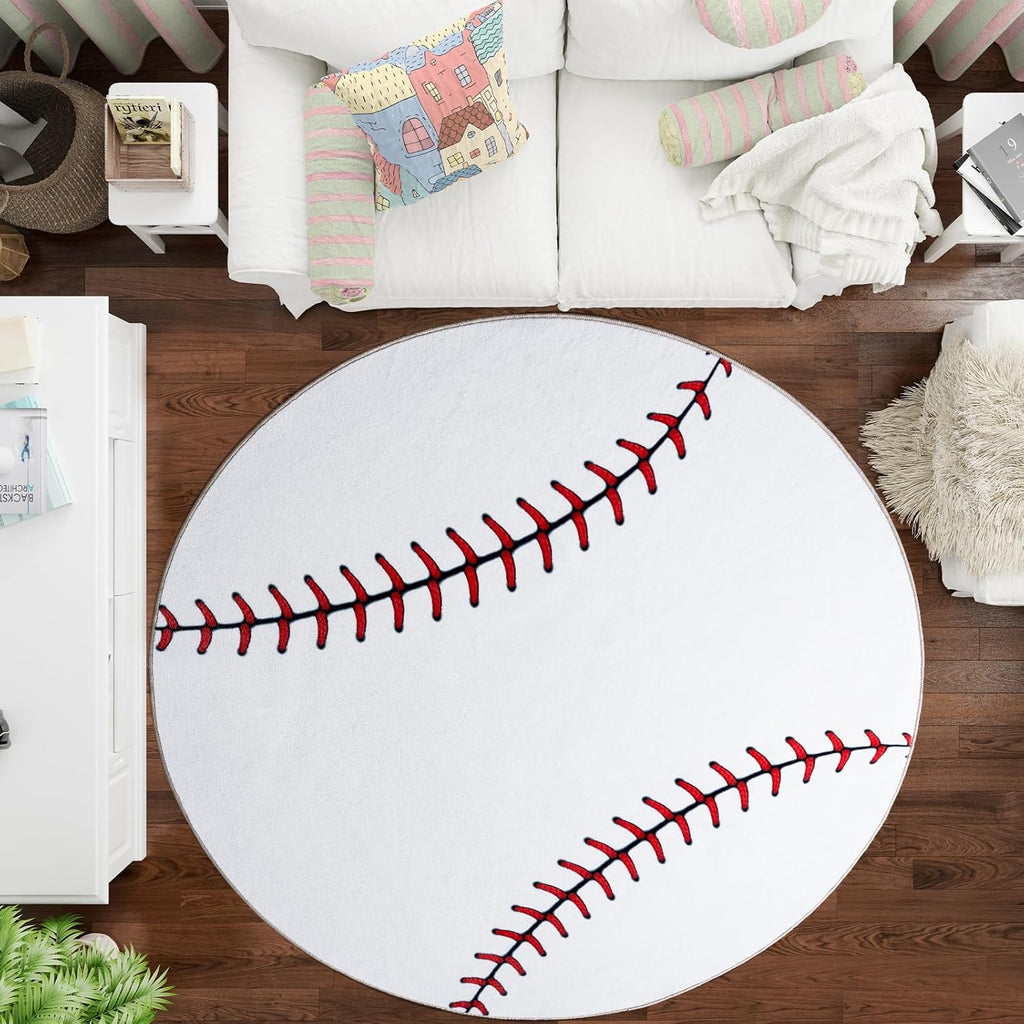 Round Ball Pattern Area Rug, Fluffy Washable Area Rug for Living Room Kids Room Nursery Playroom Decor