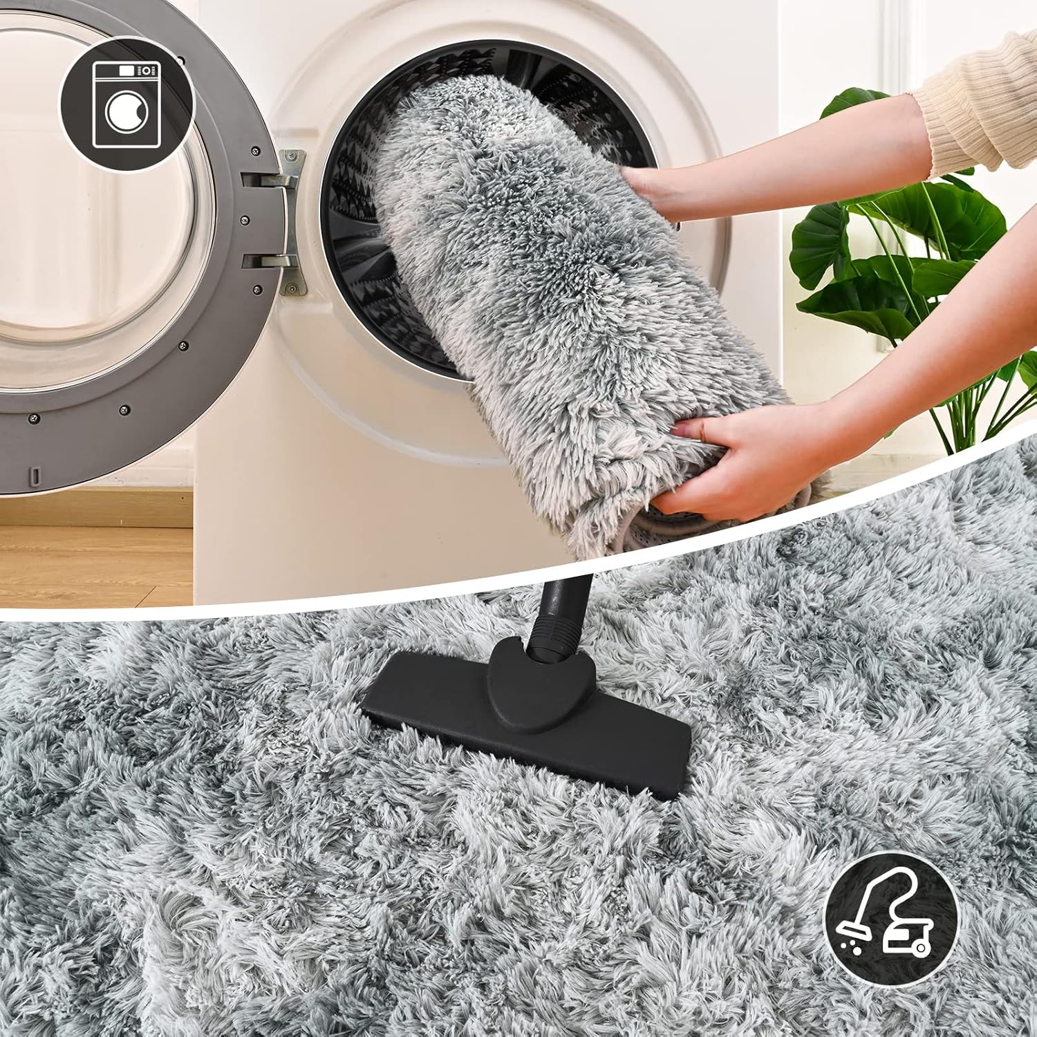 Fluffy Oval Area Rug 2.6 x 5.3 Ft, Soft Fuzzy Shag Carpet for Bedroom Bedside, Non-Slip Plush Shaggy Rug