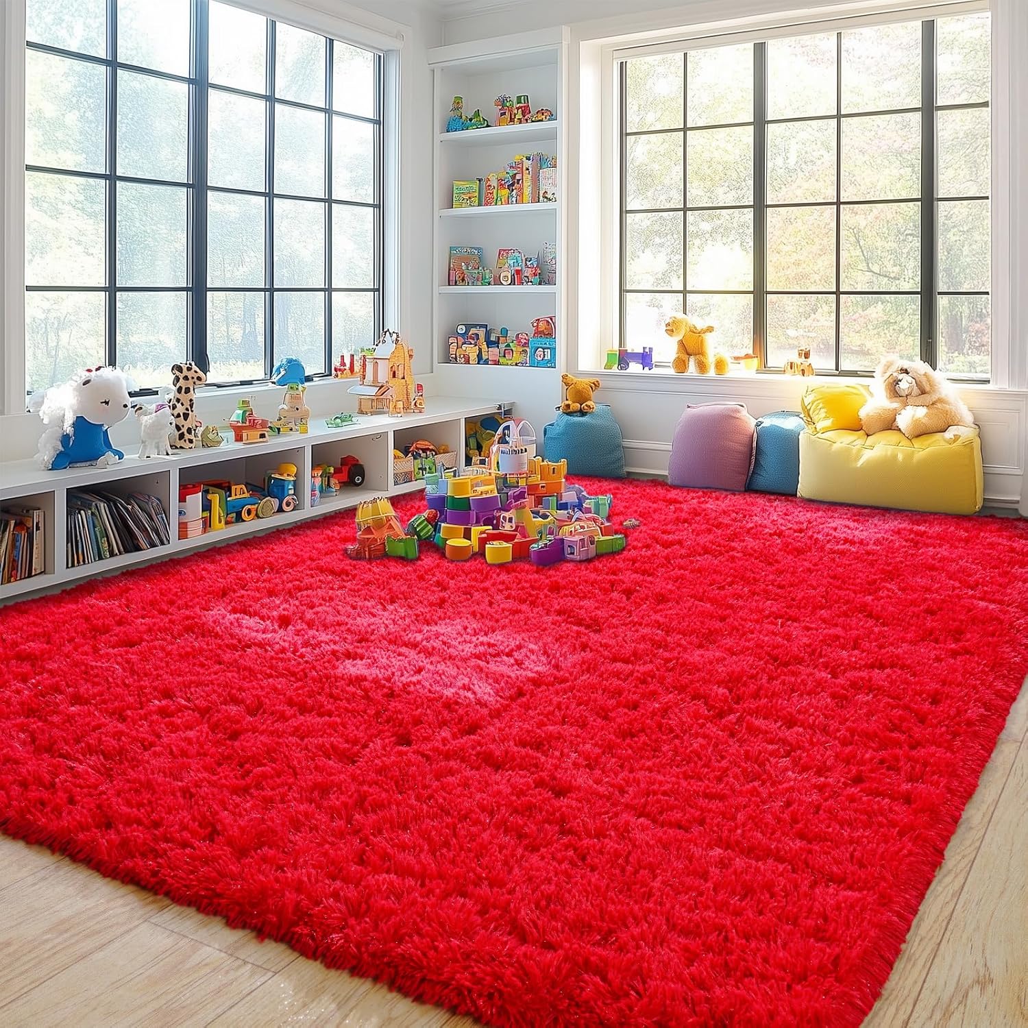 Area Rugs for Living Room Bedroom, Non-Slip Fluffy Soft Shag Carpet for Kids Home Dorm Decor