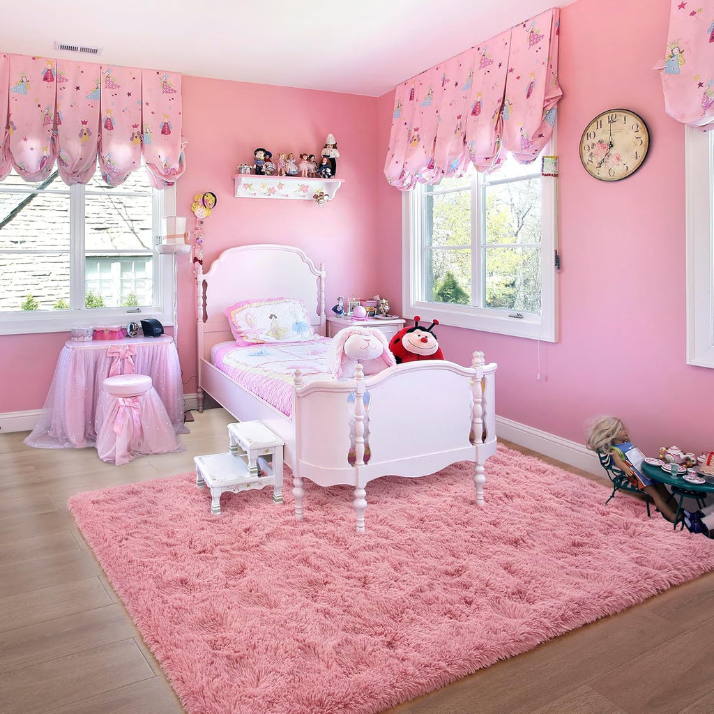 4x6ft Soft Fluffy Area Rug, Non-Slip Shag Carpet for Bedroom, Plush Living Room Rug for Home Dorm Decor