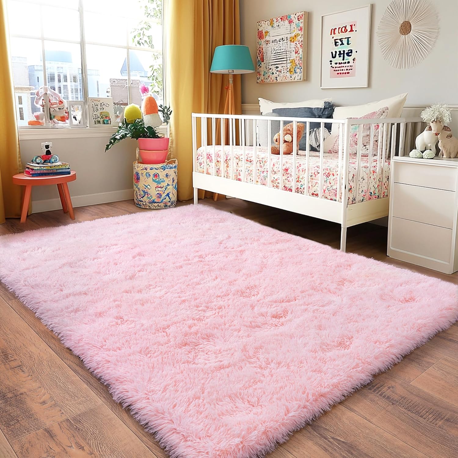 Area Rugs for Living Room Bedroom, Non-Slip Fluffy Soft Shag Carpet for Kids Home Dorm Decor