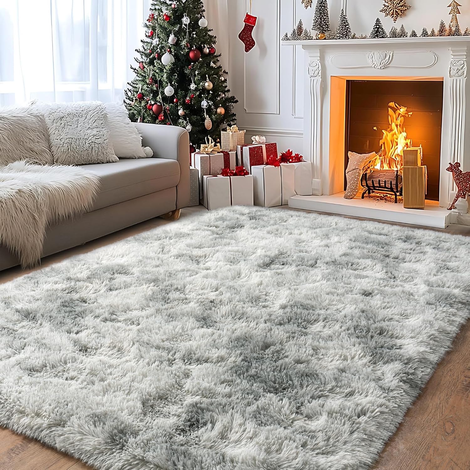4x6ft Soft Fluffy Area Rug, Non-Slip Shaggy Carpet for Bedroom Living Room, Cozy Plush Floor Rug for Home Decor