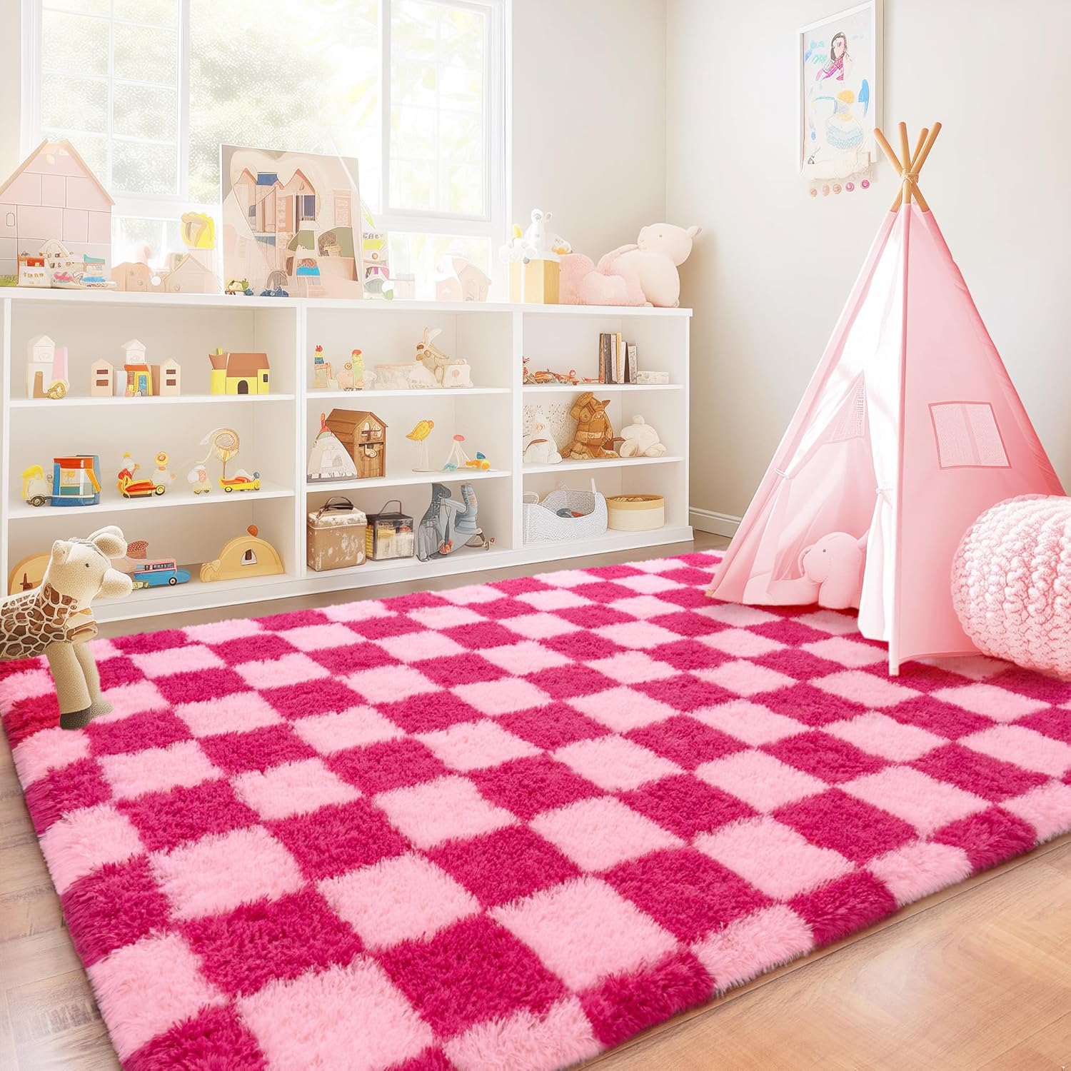Area Rugs for Living Room Bedroom, Non-Slip Fluffy Soft Shag Carpet for Kids Home Dorm Decor
