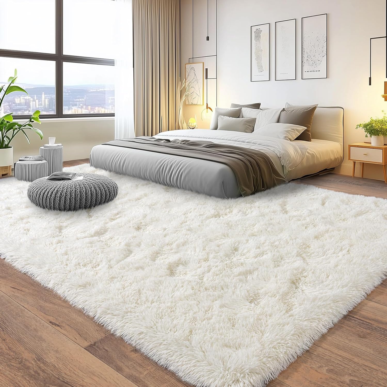 Area Rugs for Living Room Bedroom, Non-Slip Fluffy Soft Shag Carpet for Kids Home Dorm Decor