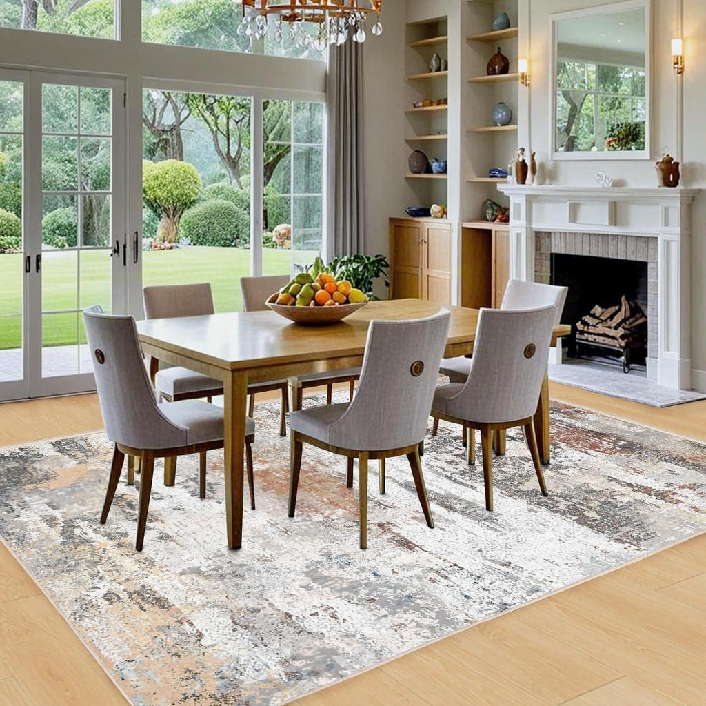 Washable Area Rugs 5'x7' Non-Slip Modern Abstract Soft for Living Room Entryway Bedroom Nursery, Print Pattern Home Decor Aesthetic