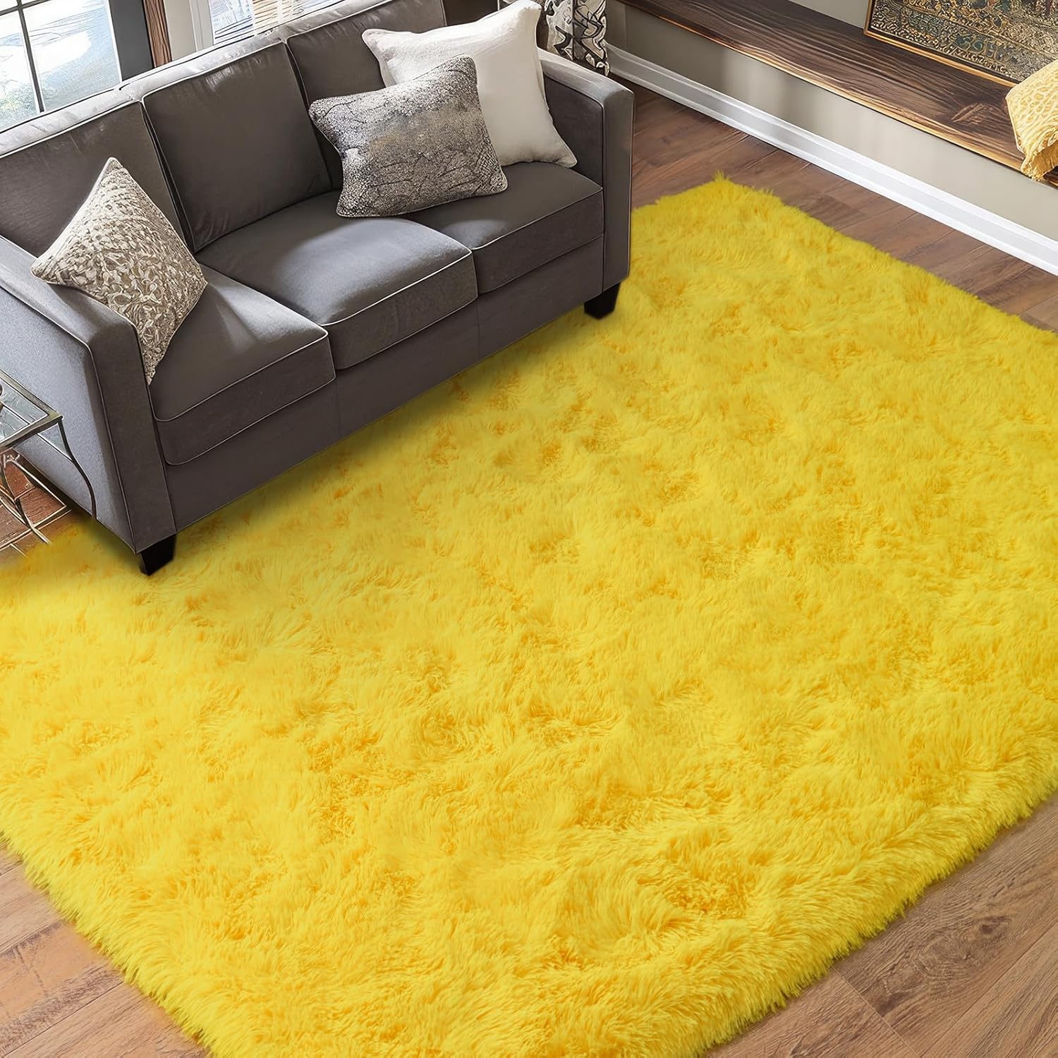 Soft Shag Area Rug 6x9 for Living Room or Bedroom, Fluffy Non-Slip Plush Carpet, Cozy Fuzzy Indoor Rug