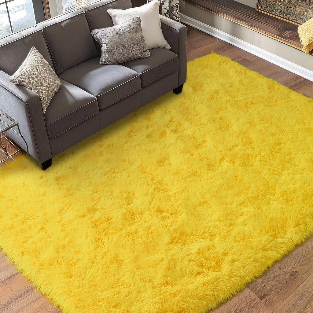 Orange Shag Rug, Ultra Soft 1.7" Thick, Non-Slip, 100% Polyester, Square & Round for Bedroom/Living Room
