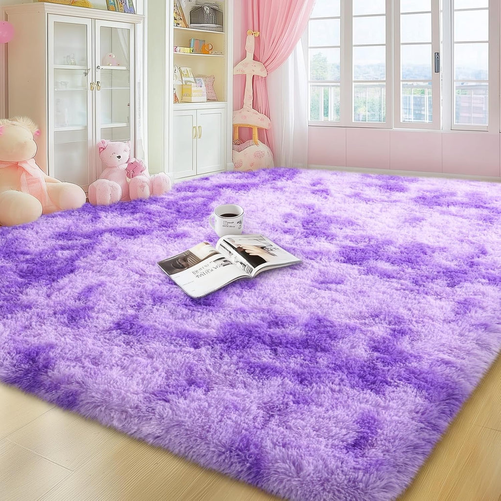 Black Shag Rug, Extra Soft 1.7" Plush Mat, Non-Slip, 100% Polyester for Bedroom or Living Room