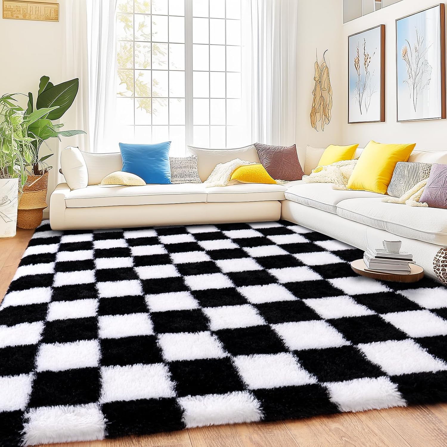 Area Rugs for Living Room Bedroom, Non-Slip Fluffy Soft Shag Carpet for Kids Home Dorm Decor