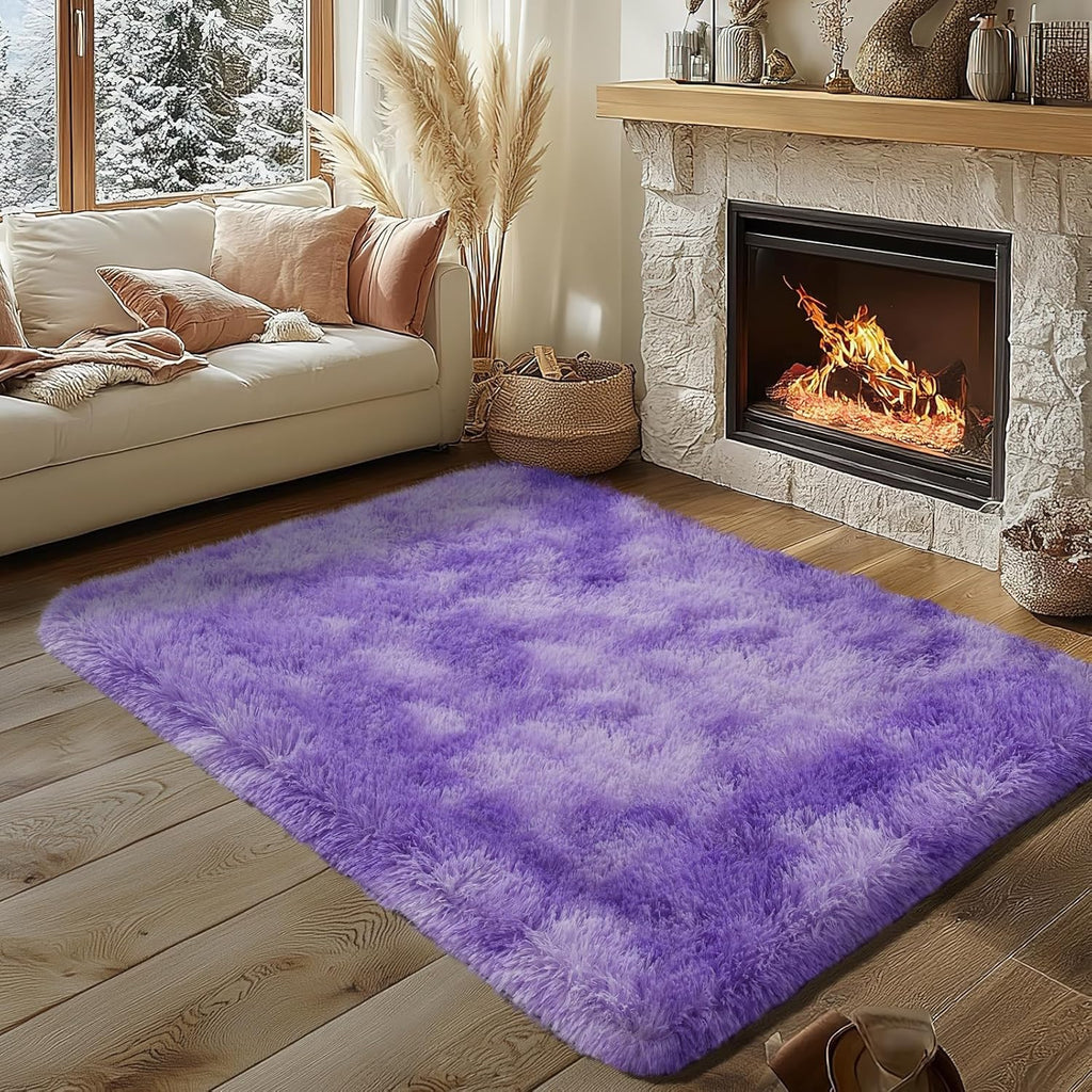 Black Shag Rug, Extra Soft 1.7" Plush Mat, Non-Slip, 100% Polyester for Bedroom or Living Room