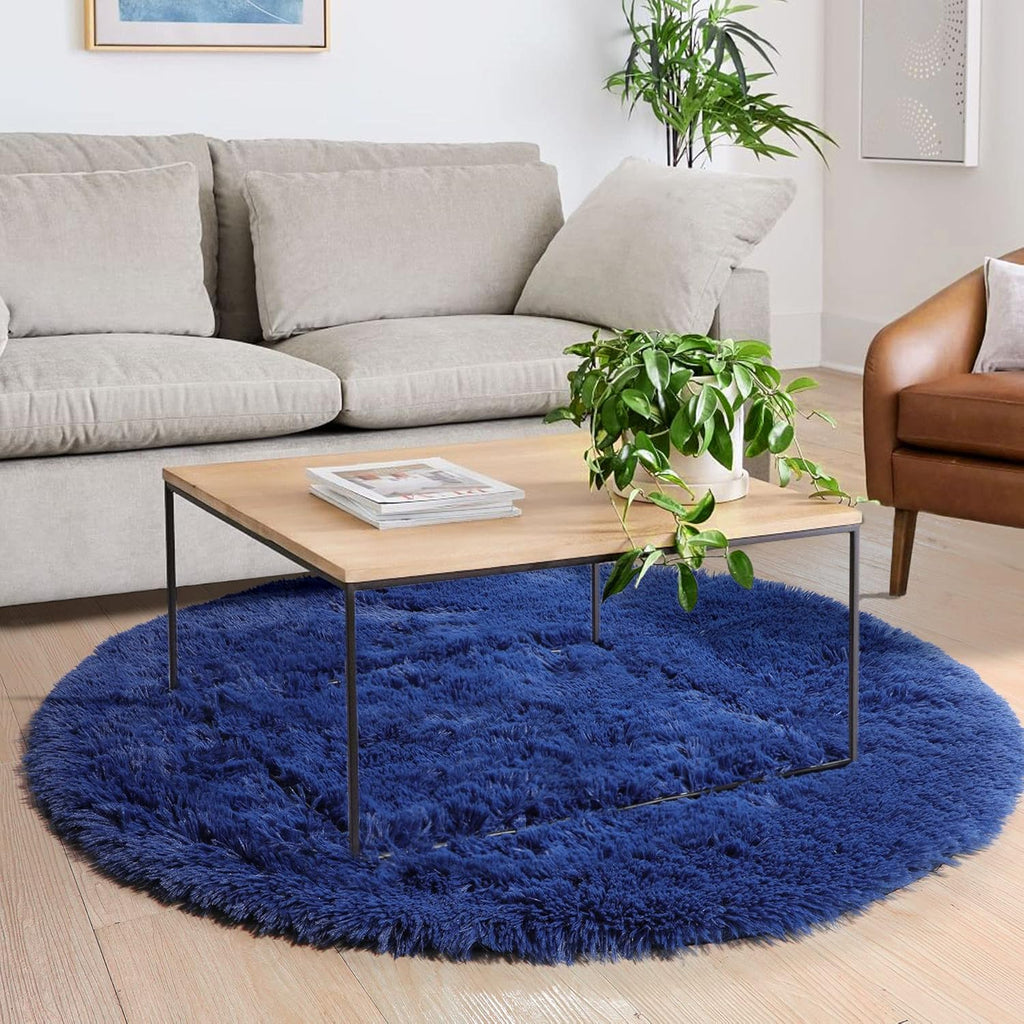 5ft Round Fluffy Area Rug, Soft Shaggy Circle Carpet for Bedroom, Kids Girls Boys Room, Fuzzy Plush Floor Mat