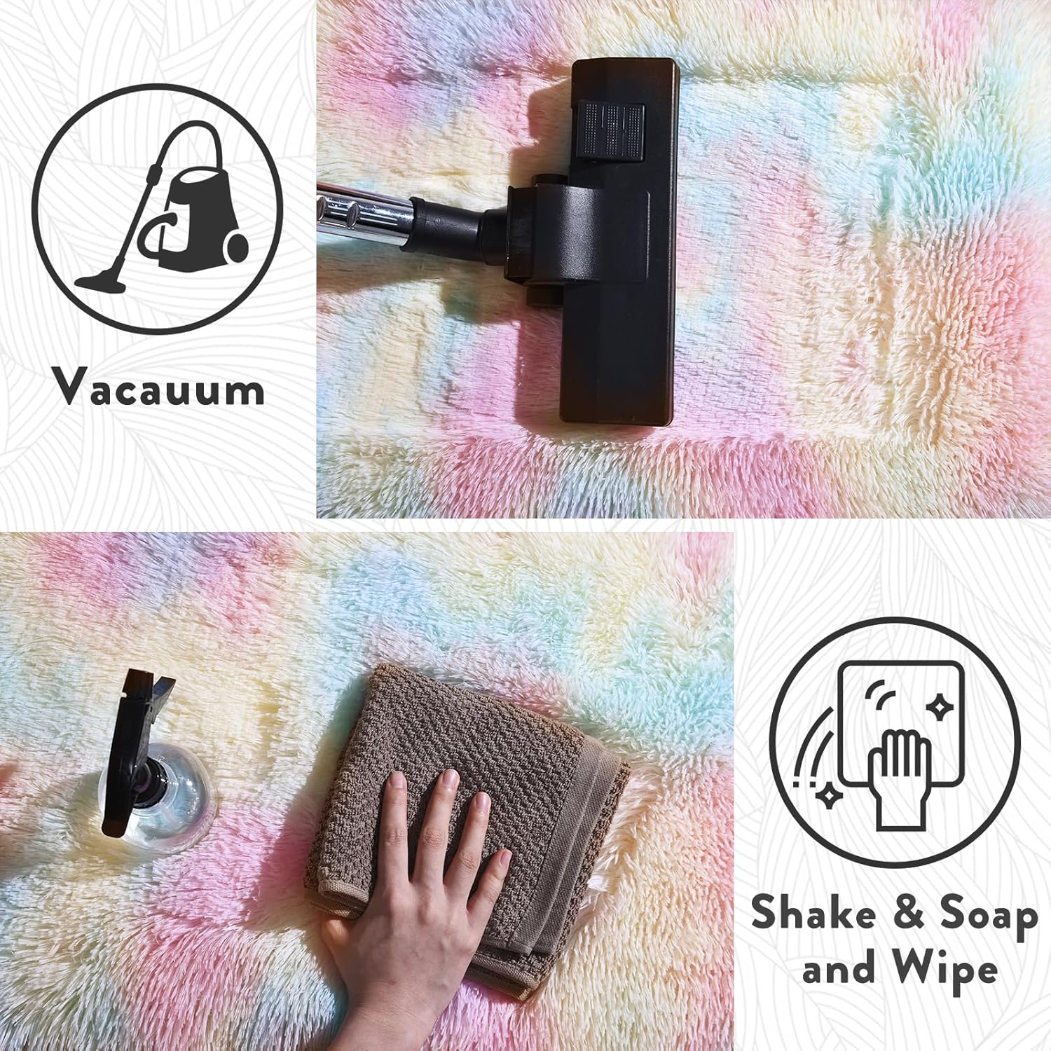 5x7ft Soft Fluffy Rainbow Area Rug, Non-Slip Shag Carpet for Living Room Bedroom, Plush Rug for Home Dorm Decor