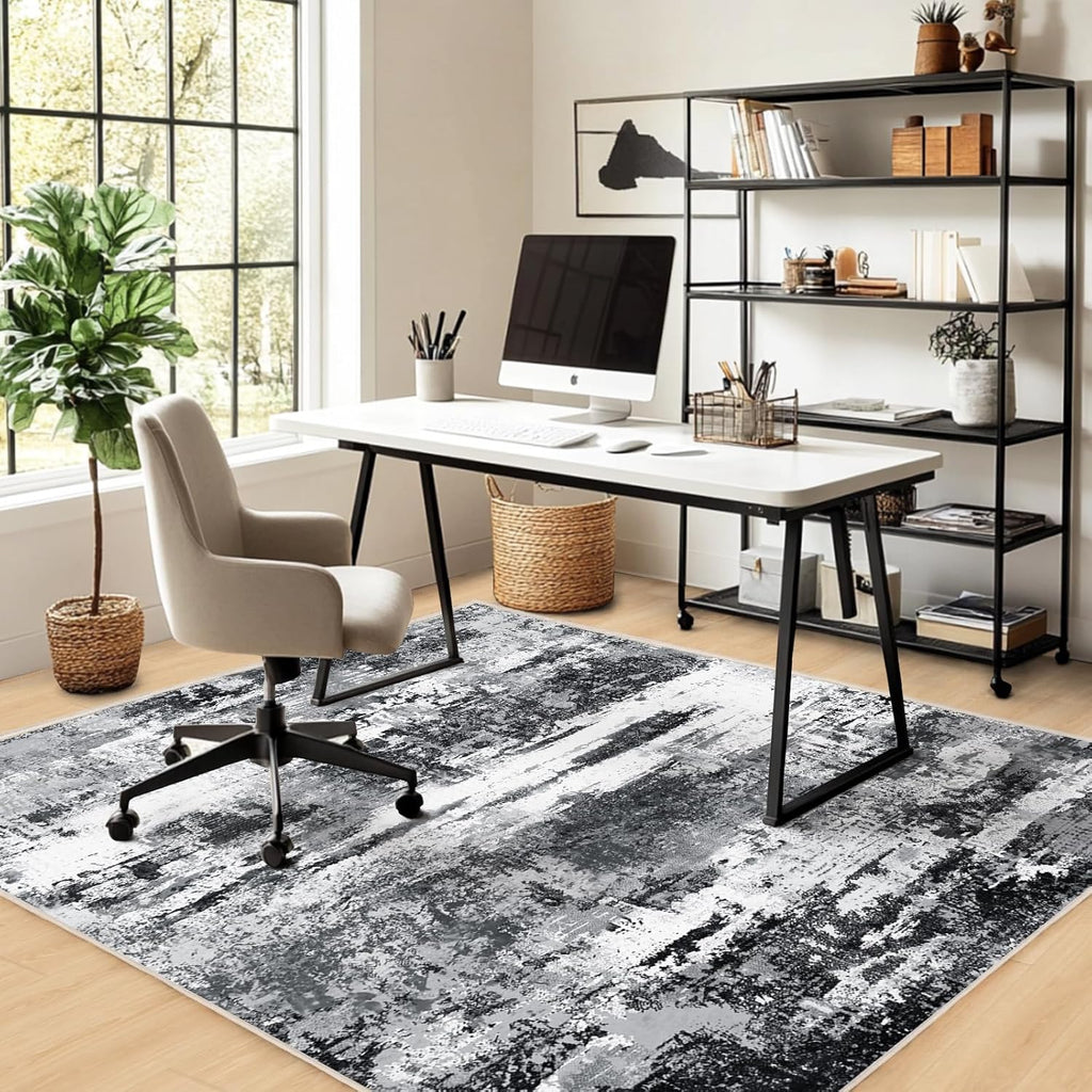 Washable Area Rugs 5'x7' Non-Slip Modern Abstract Soft for Living Room Entryway Bedroom Nursery, Print Pattern Home Decor Aesthetic