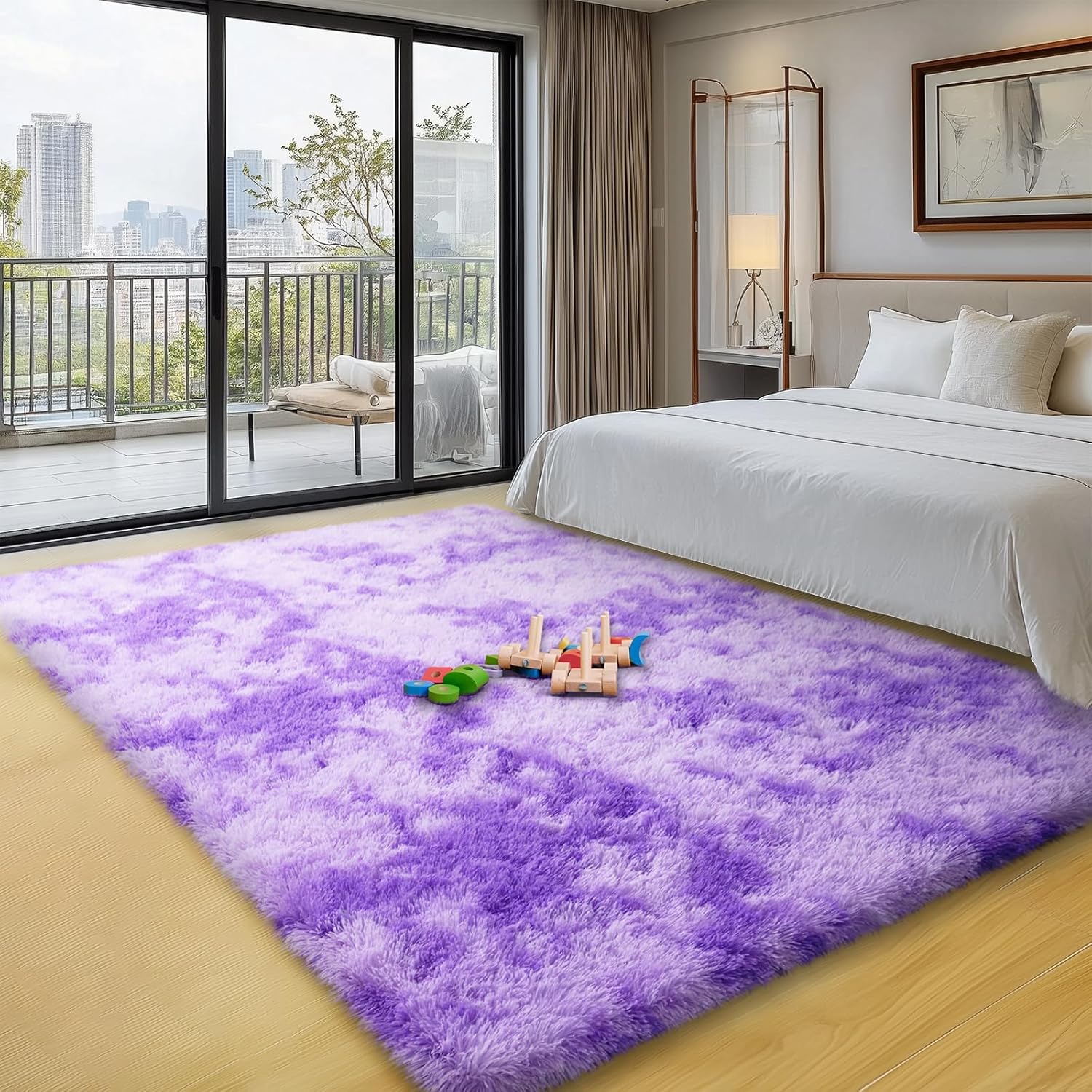 Soft Shag Area Rug 6x9 for Living Room or Bedroom, Fluffy Non-Slip Plush Carpet, Cozy Fuzzy Indoor Rug