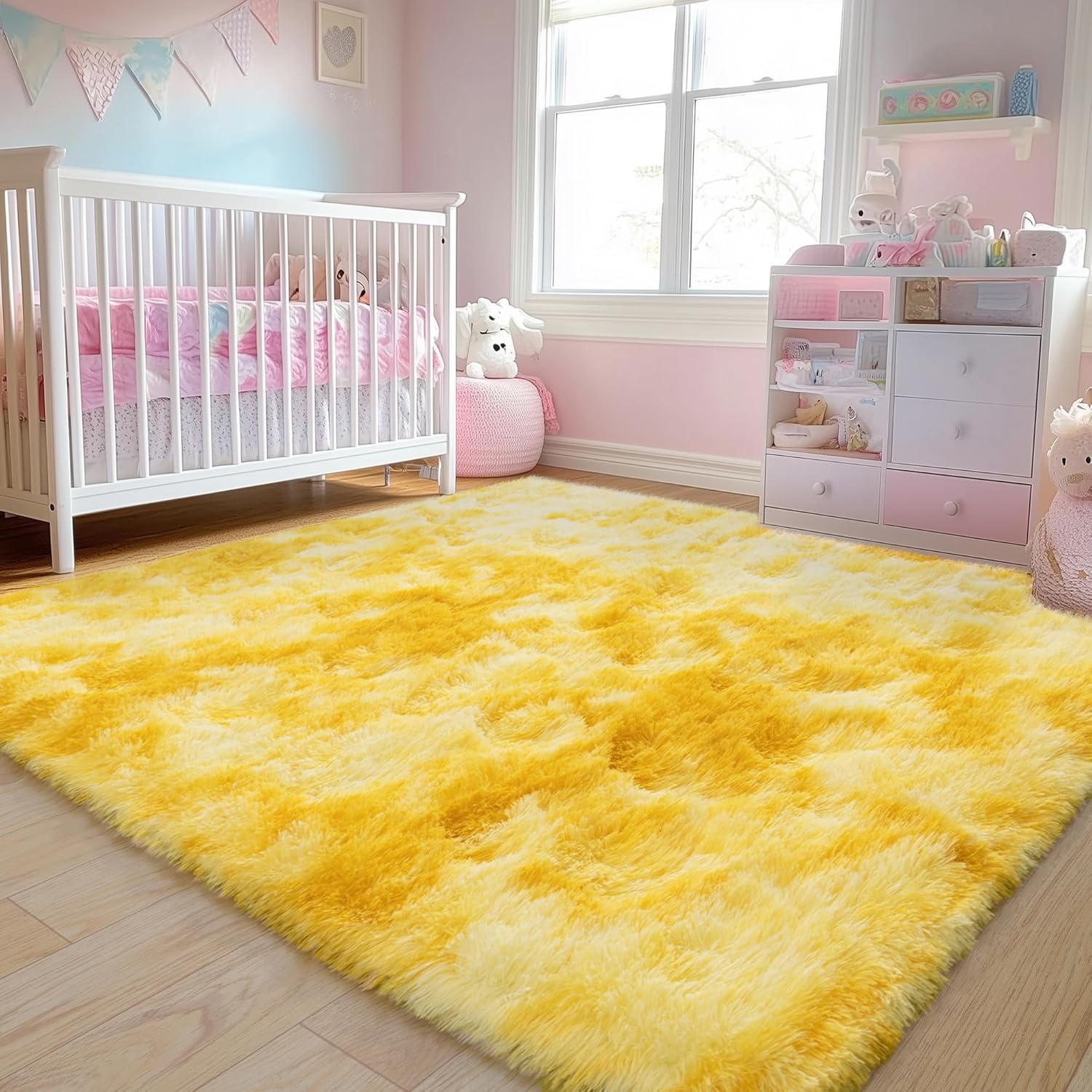 Soft Shag Area Rug 6x9 for Living Room or Bedroom, Fluffy Non-Slip Plush Carpet, Cozy Fuzzy Indoor Rug