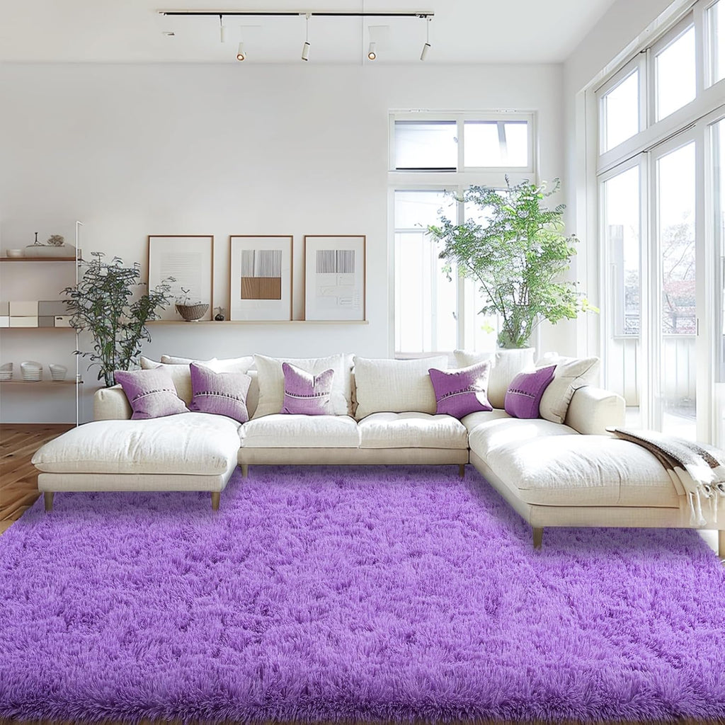 Black Shag Rug, Extra Soft 1.7" Plush Mat, Non-Slip, 100% Polyester for Bedroom or Living Room