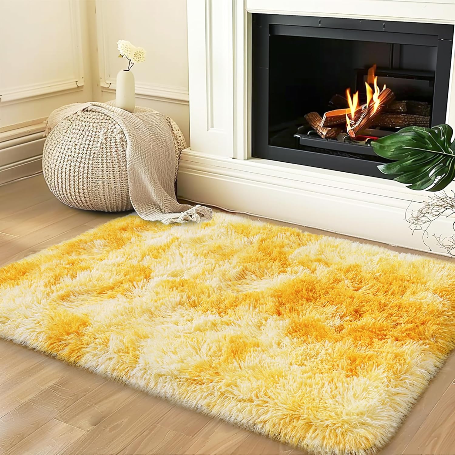 Soft Shag Area Rug 6x9 for Living Room or Bedroom, Fluffy Non-Slip Plush Carpet, Cozy Fuzzy Indoor Rug