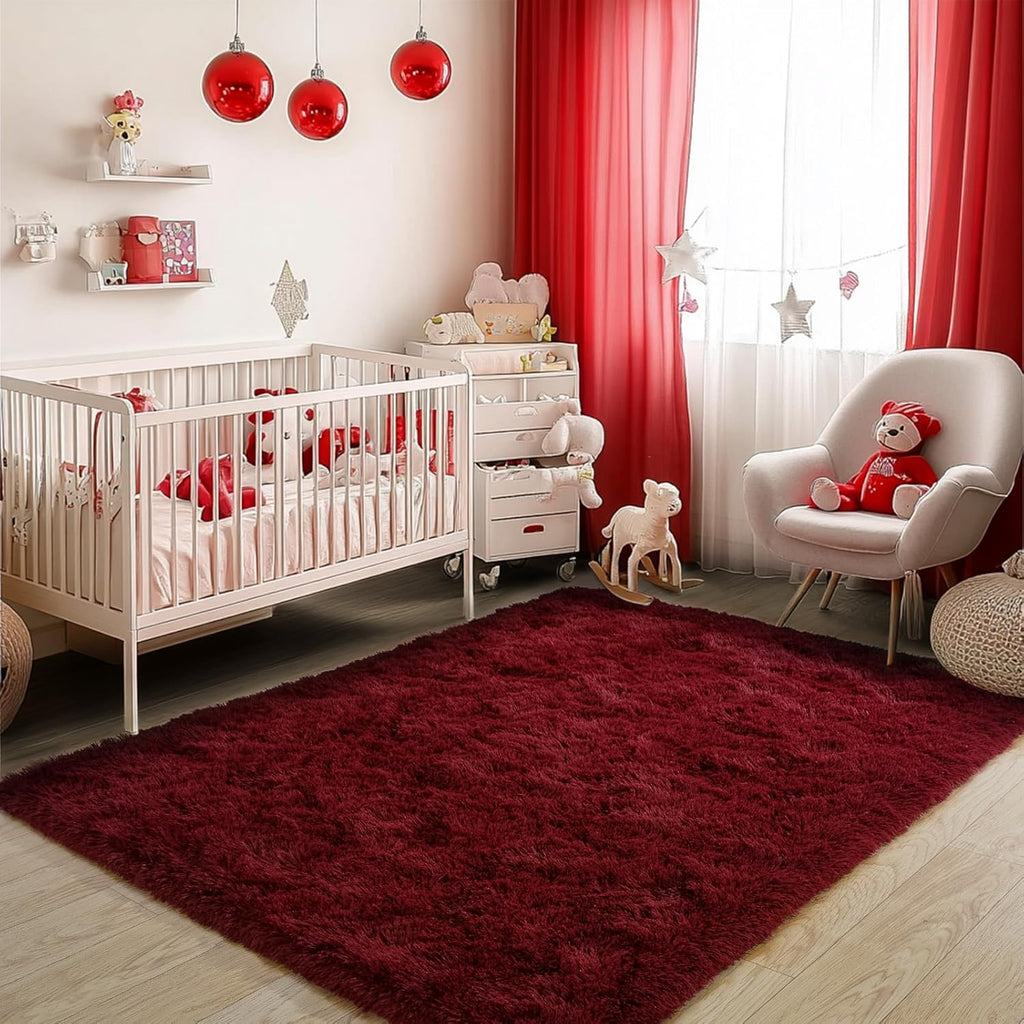 Blush Pink Shag Rug, Ultra Soft 1.7" Thick, Non-Slip, 100% Polyester, Modern Decor for Bedroom