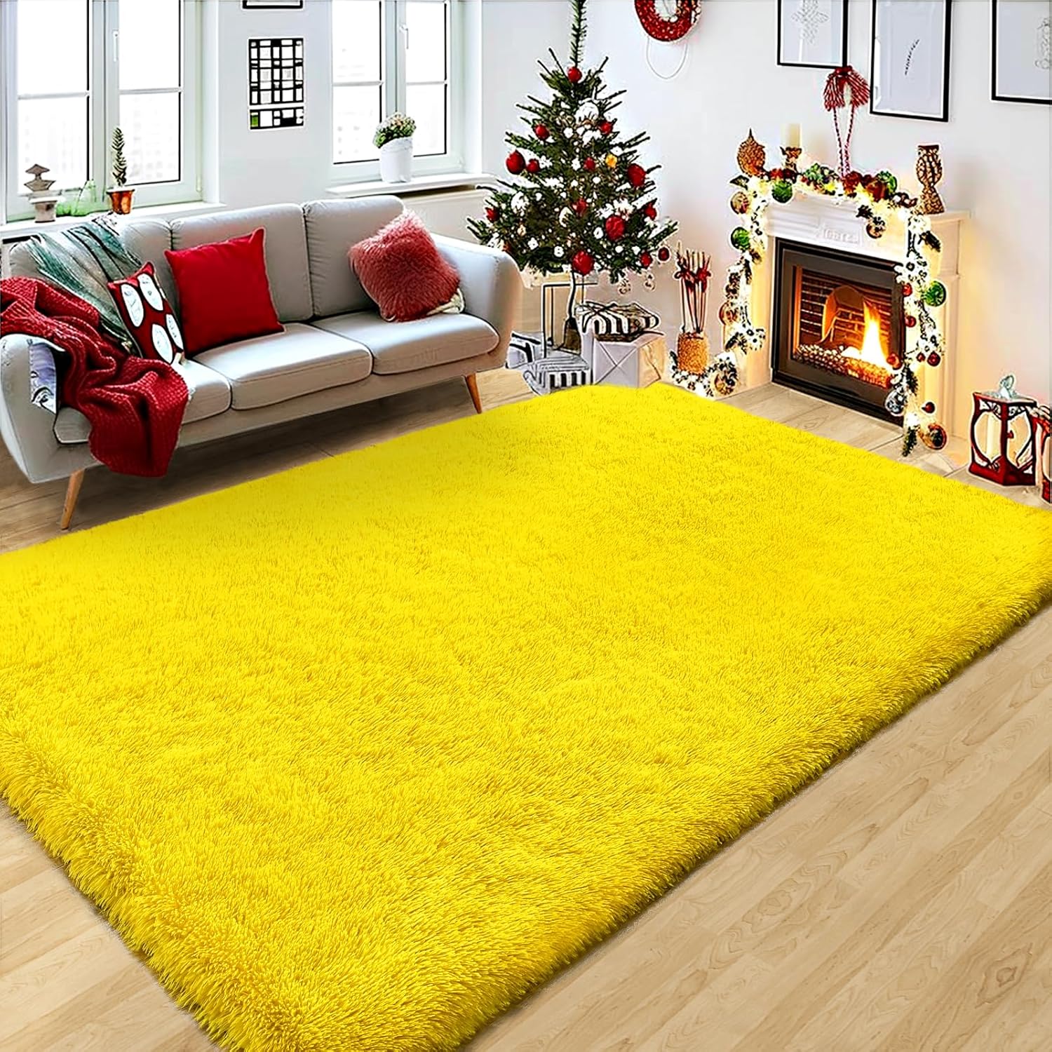 Soft Shag Area Rug 6x9 for Living Room or Bedroom, Fluffy Non-Slip Plush Carpet, Cozy Fuzzy Indoor Rug