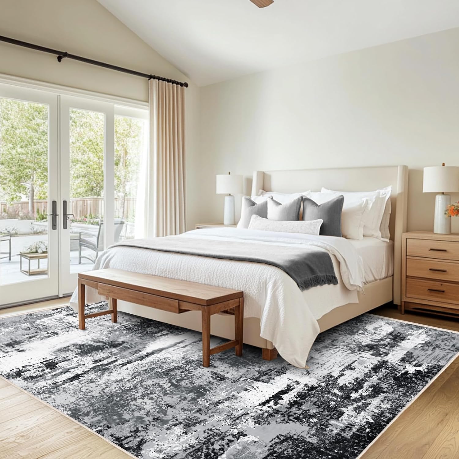 Washable Area Rugs 5'x7' Non-Slip Modern Abstract Soft for Living Room Entryway Bedroom Nursery, Print Pattern Home Decor Aesthetic