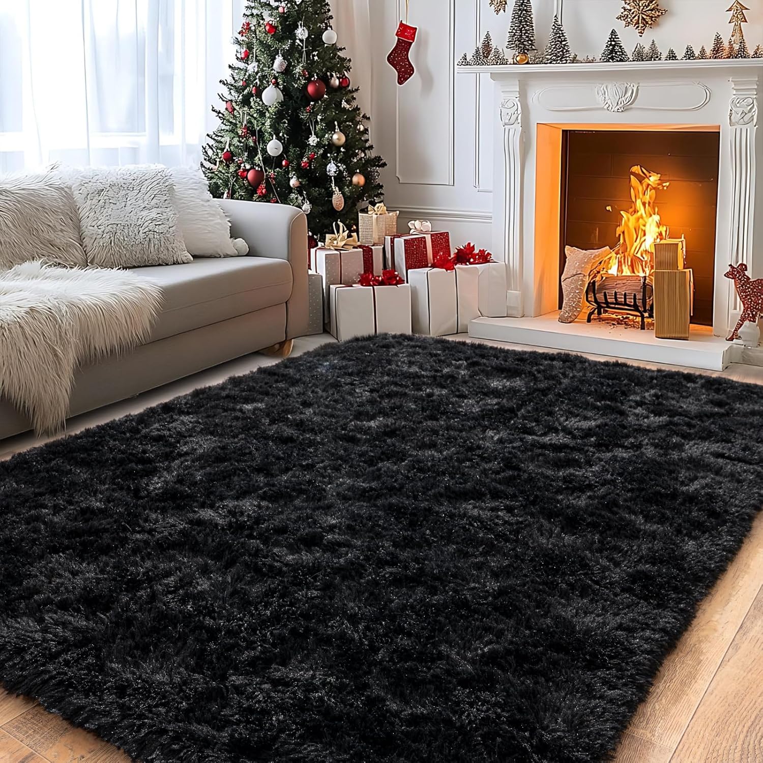 Blush Pink Shag Rug, Ultra Soft 1.7" Thick, Non-Slip, 100% Polyester, Modern Decor for Bedroom