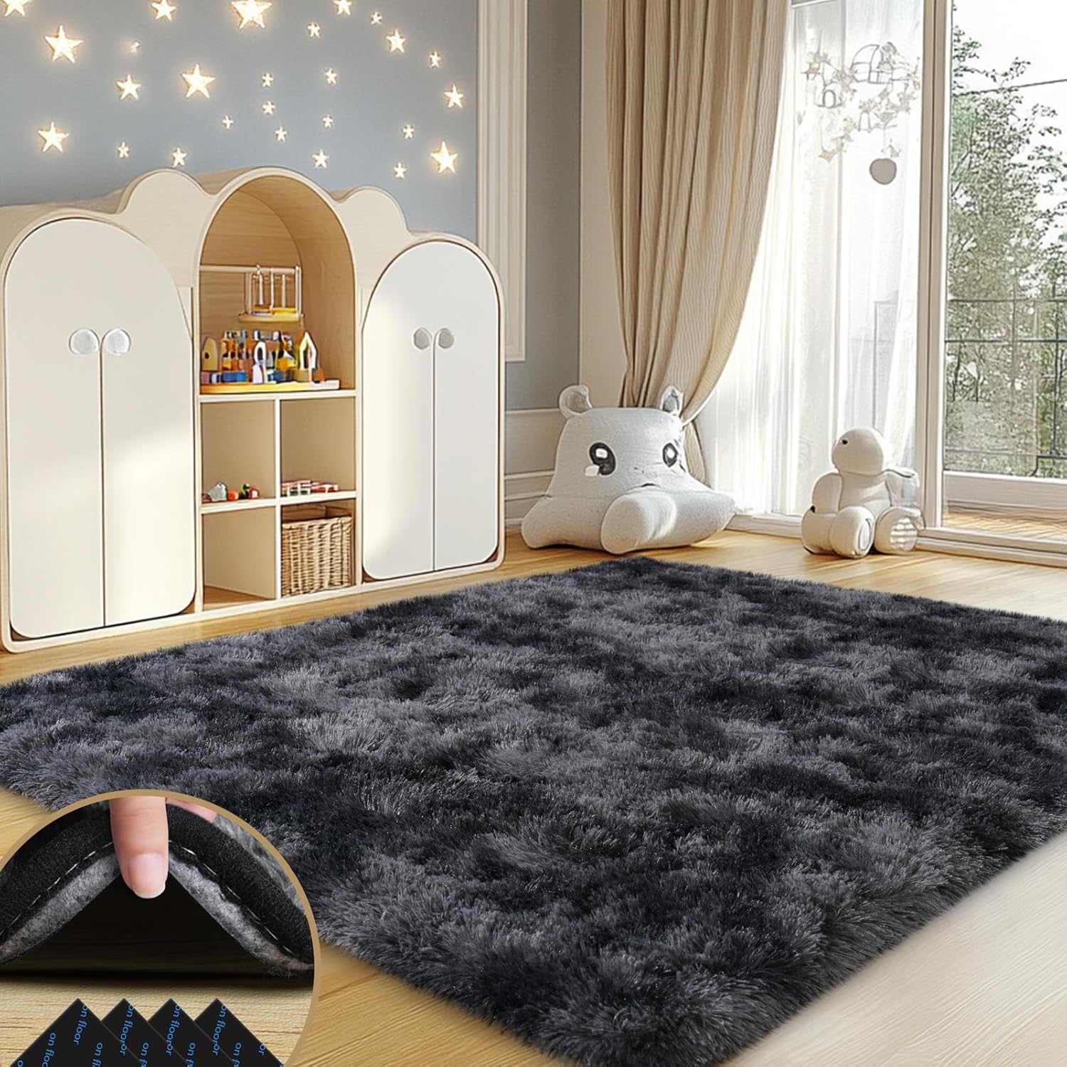 4x6ft Soft Fluffy Area Rug, Non-Slip Shaggy Carpet for Bedroom Living Room, Cozy Plush Floor Rug for Home Decor