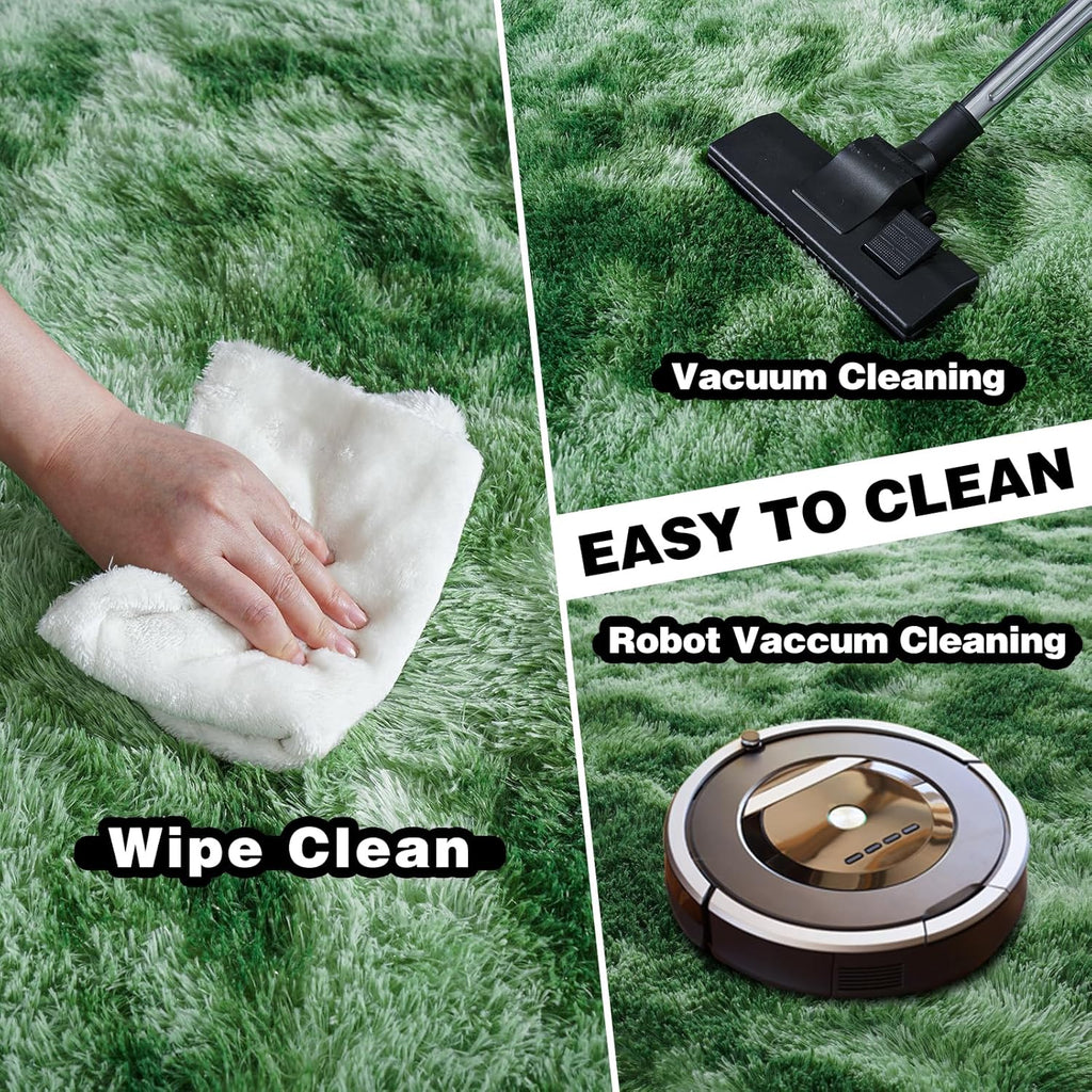 5x7ft Rugs for Living Room, Large Fluffy Dark Green Area Rugs for Bedroom, Soft Carpet Shag Kids Rug Home Decor Aesthetic