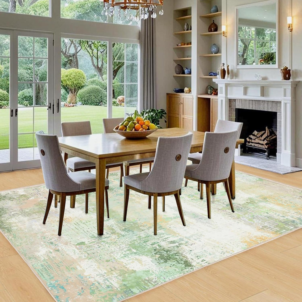 Washable Area Rugs 5'x7' Non-Slip Modern Abstract Soft for Living Room Entryway Bedroom Nursery, Print Pattern Home Decor Aesthetic