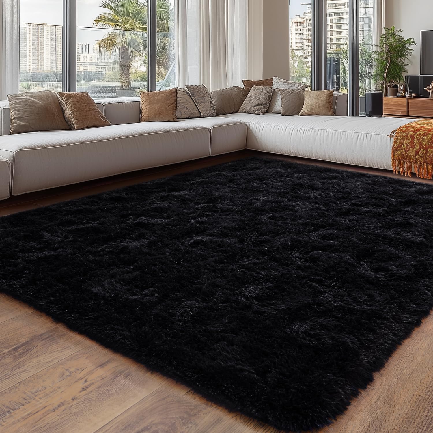 Blush Pink Shag Rug, Ultra Soft 1.7" Thick, Non-Slip, 100% Polyester, Modern Decor for Bedroom