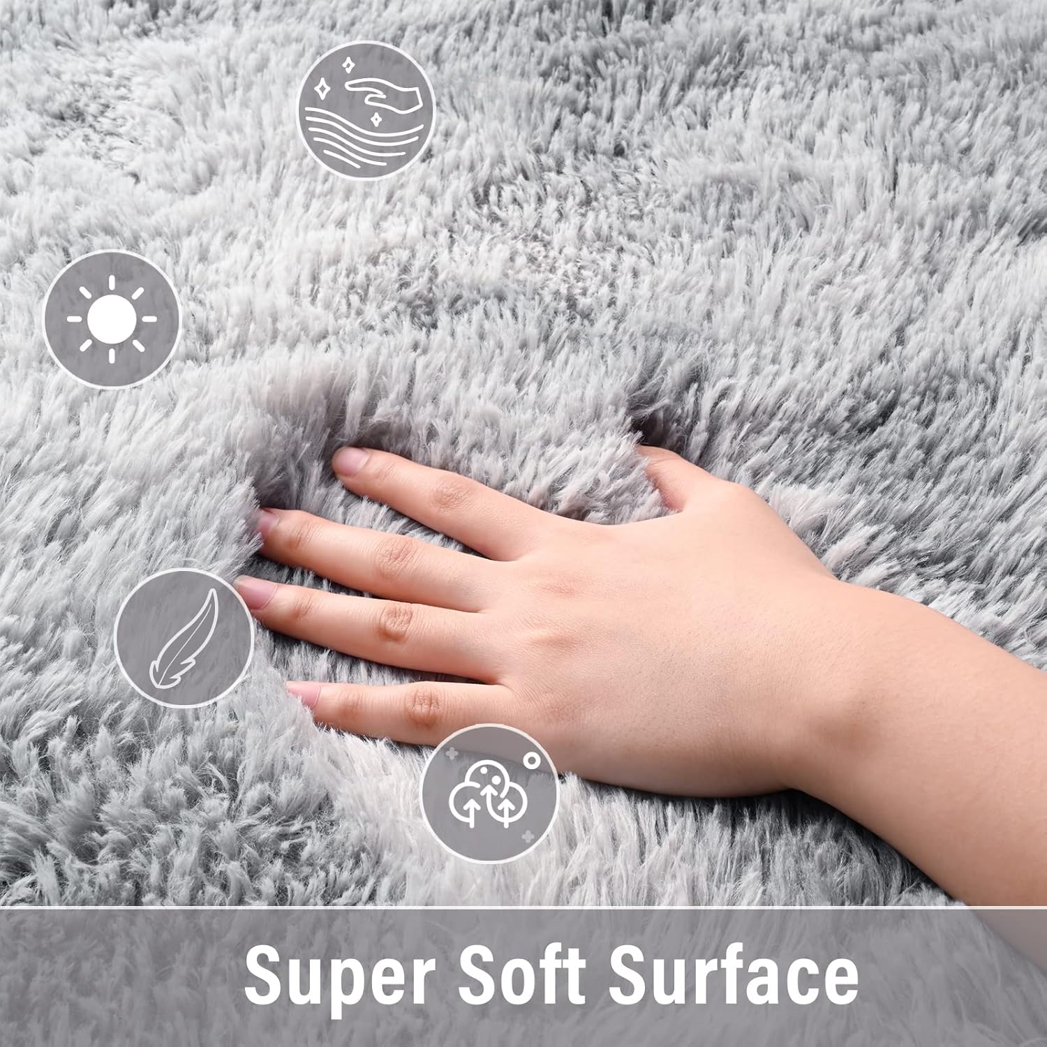 Fluffy Oval Area Rug 2.6 x 5.3 Ft, Soft Fuzzy Shag Carpet for Bedroom Bedside, Non-Slip Plush Shaggy Rug