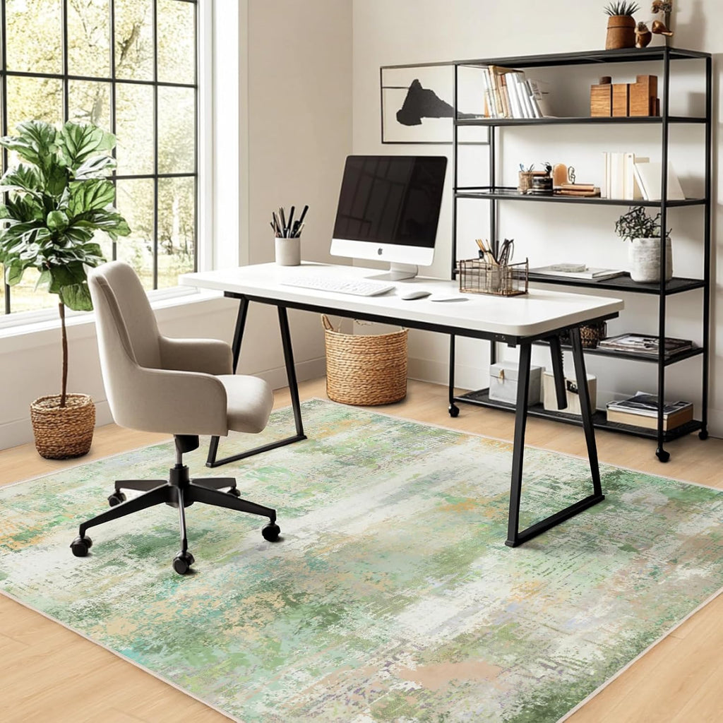 Washable Area Rugs 5'x7' Non-Slip Modern Abstract Soft for Living Room Entryway Bedroom Nursery, Print Pattern Home Decor Aesthetic