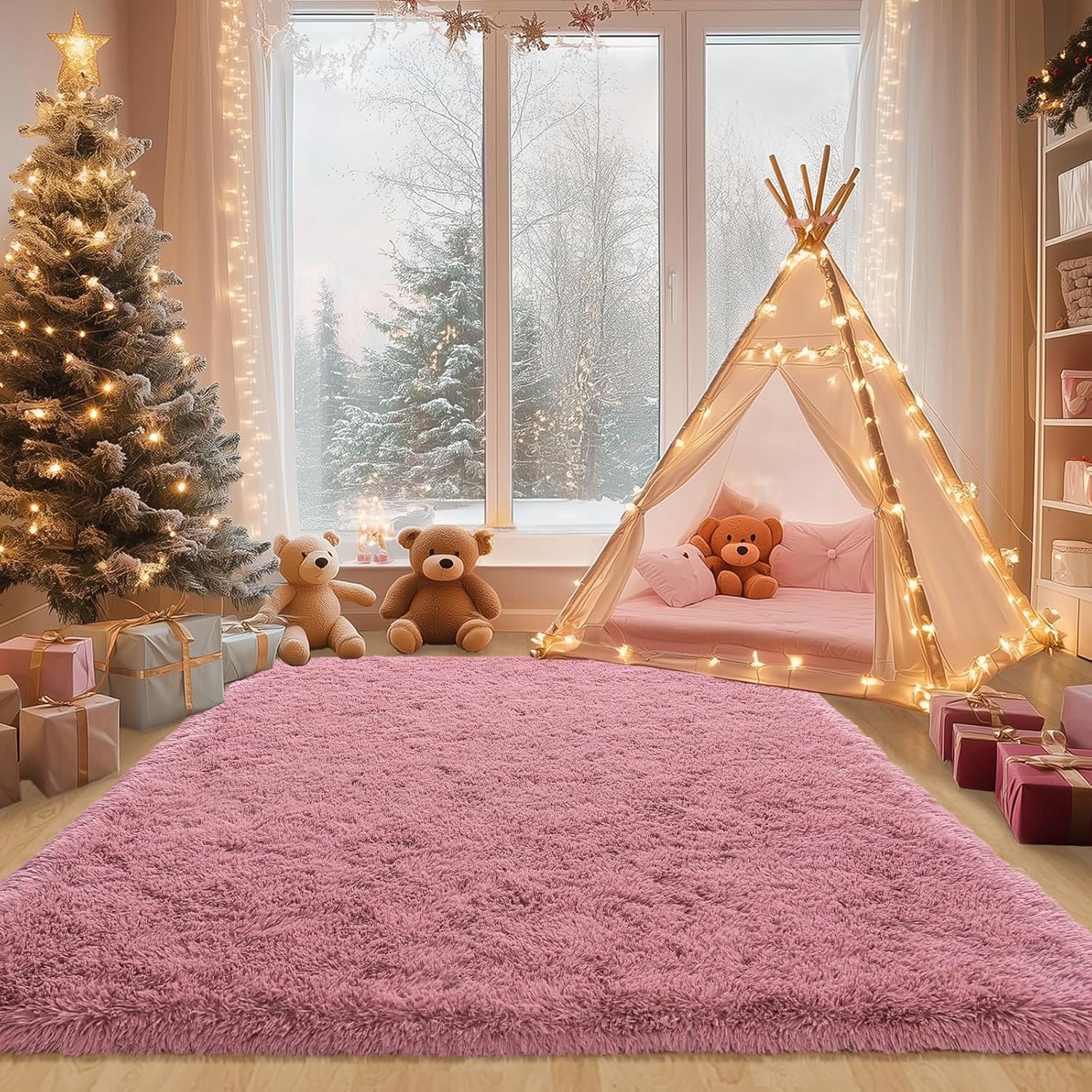 4x6ft Soft Fluffy Area Rug, Non-Slip Shag Carpet for Bedroom, Plush Living Room Rug for Home Dorm Decor
