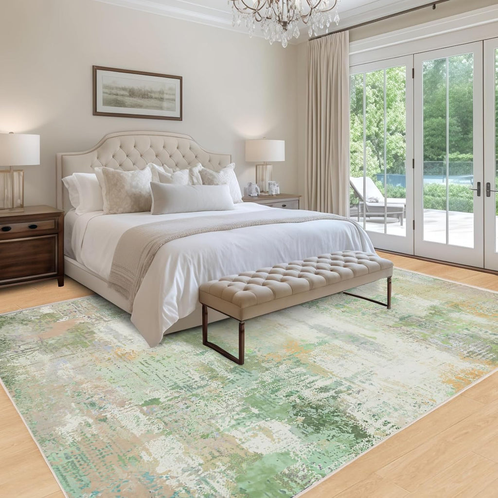 Washable Area Rugs 5'x7' Non-Slip Modern Abstract Soft for Living Room Entryway Bedroom Nursery, Print Pattern Home Decor Aesthetic