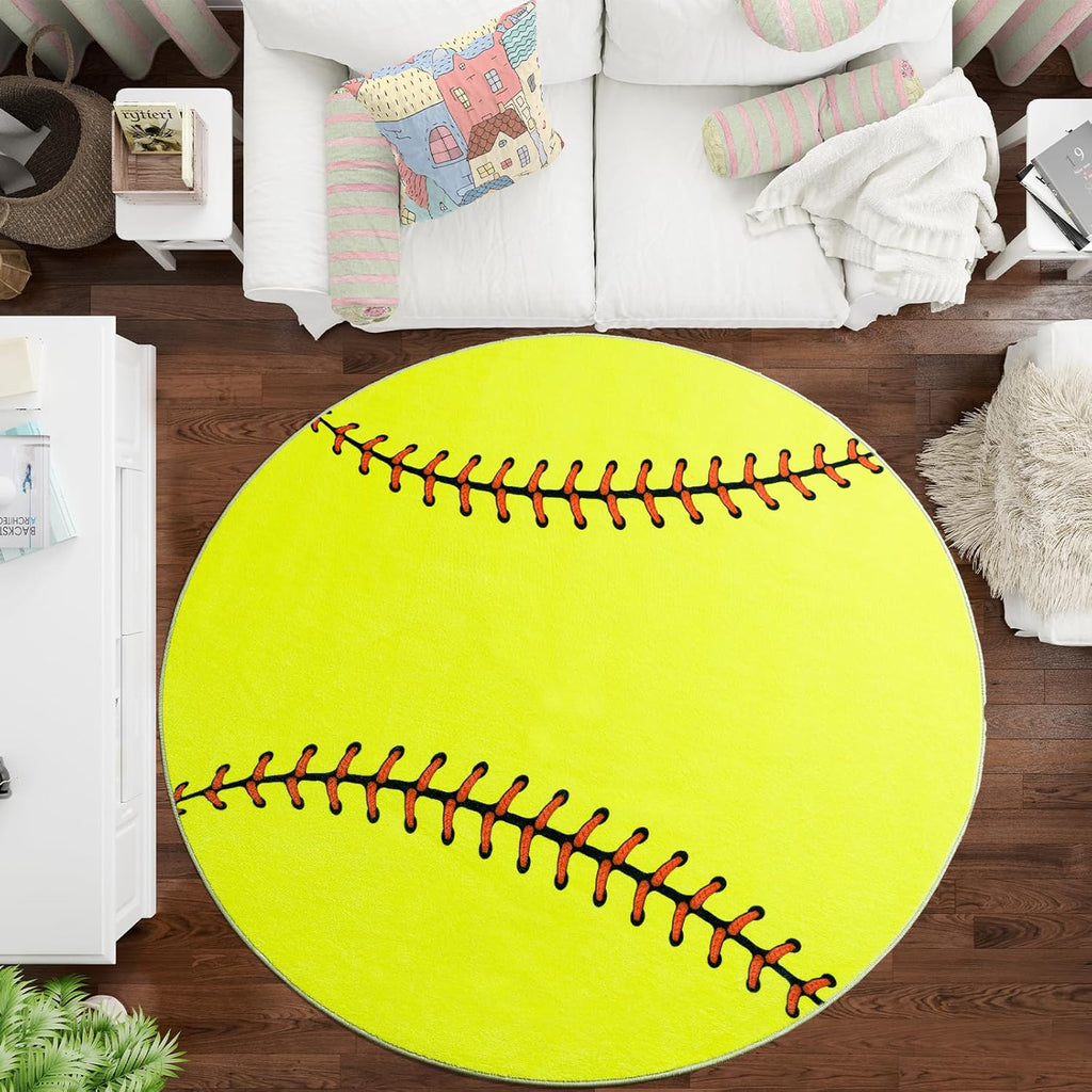 Round Ball Pattern Area Rug, Fluffy Washable Area Rug for Living Room Kids Room Nursery Playroom Decor