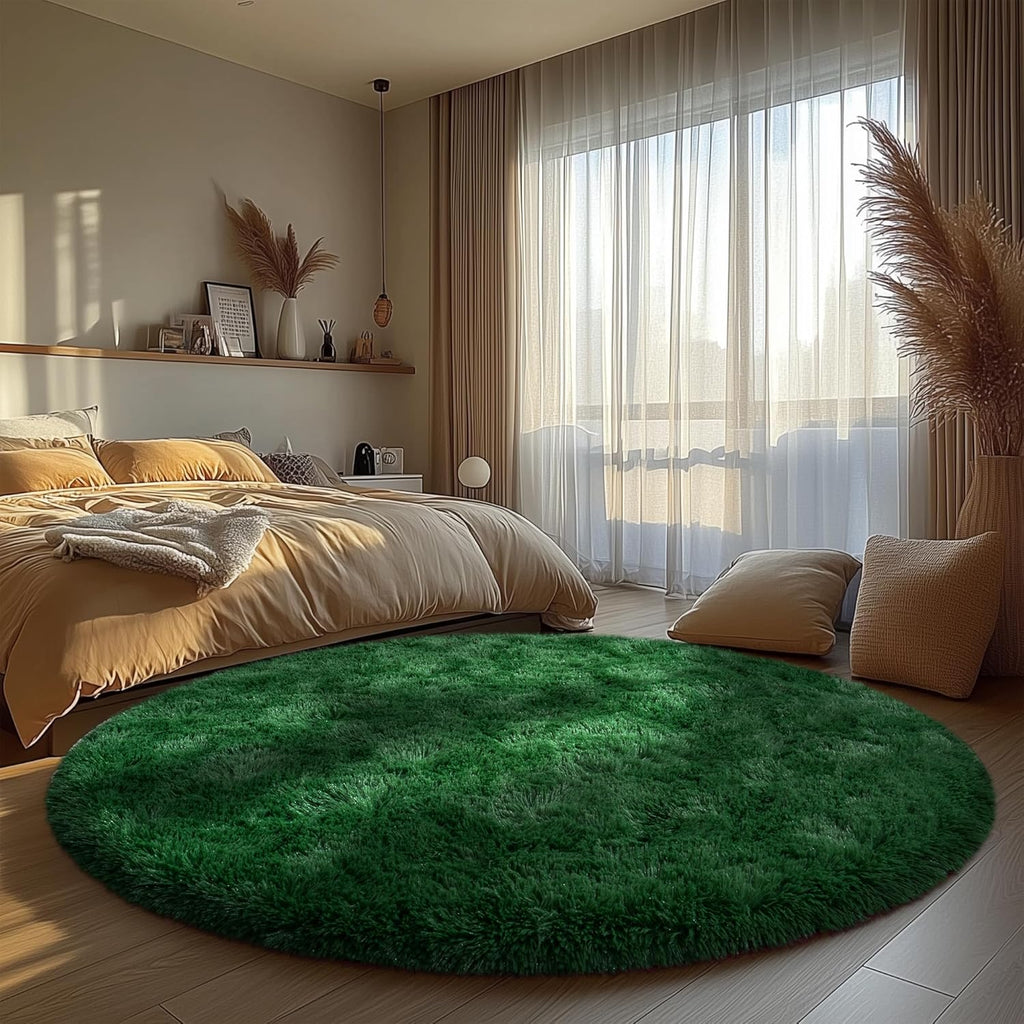 5ft Round Fluffy Area Rug, Soft Shaggy Circle Carpet for Bedroom, Kids Girls Boys Room, Fuzzy Plush Floor Mat