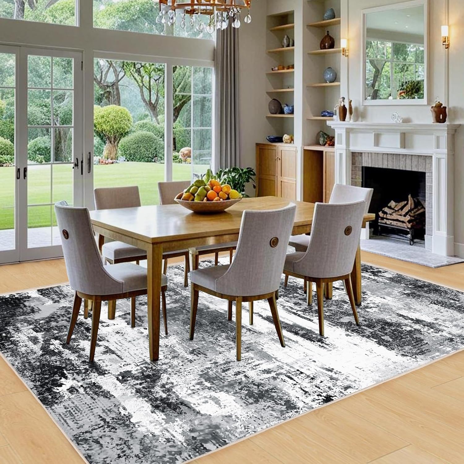 Washable Area Rugs 5'x7' Non-Slip Modern Abstract Soft for Living Room Entryway Bedroom Nursery, Print Pattern Home Decor Aesthetic