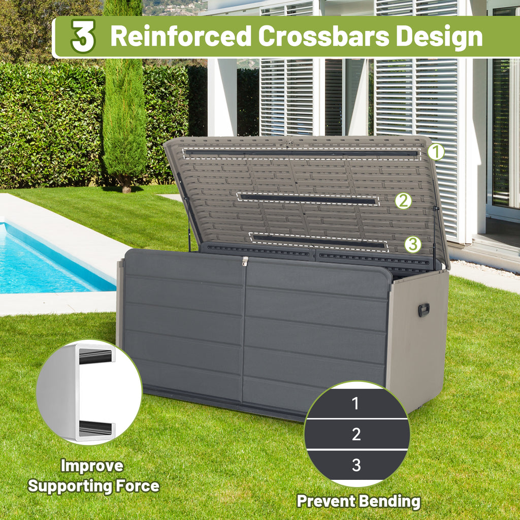 Large Heavy-Duty Resin Deck Box, Lockable Waterproof Storage Box for Patio & Garden Tools