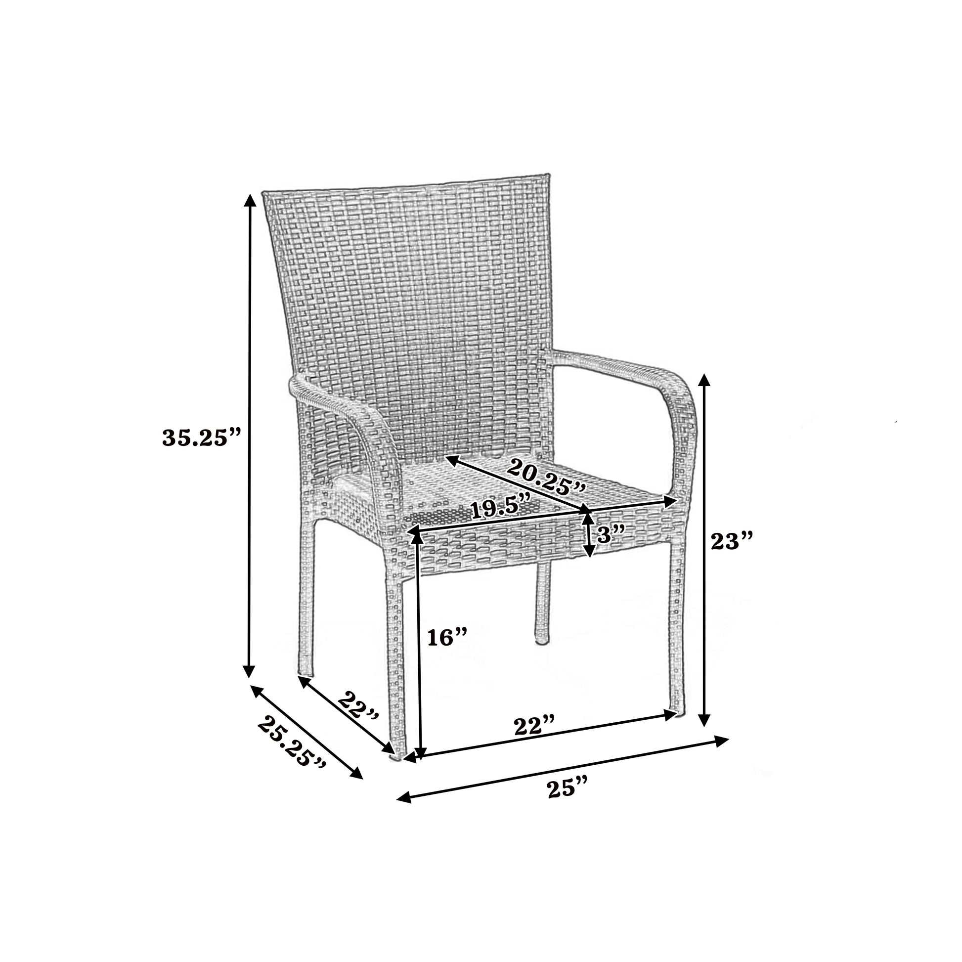 Weather-Resistant PE Rattan Stacking Chairs for Space-Saving Patio Seating (Set of 3)