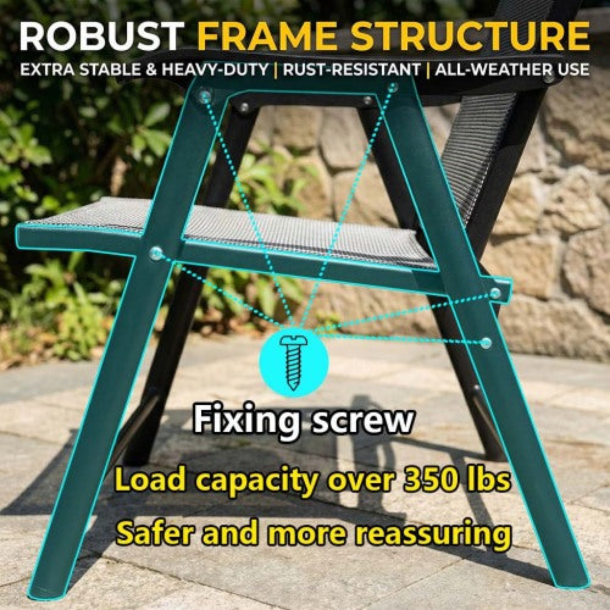 Outdoor Patio Chairs Set of 2 Stackable Portable for Deck, Garden, Camping and Travel