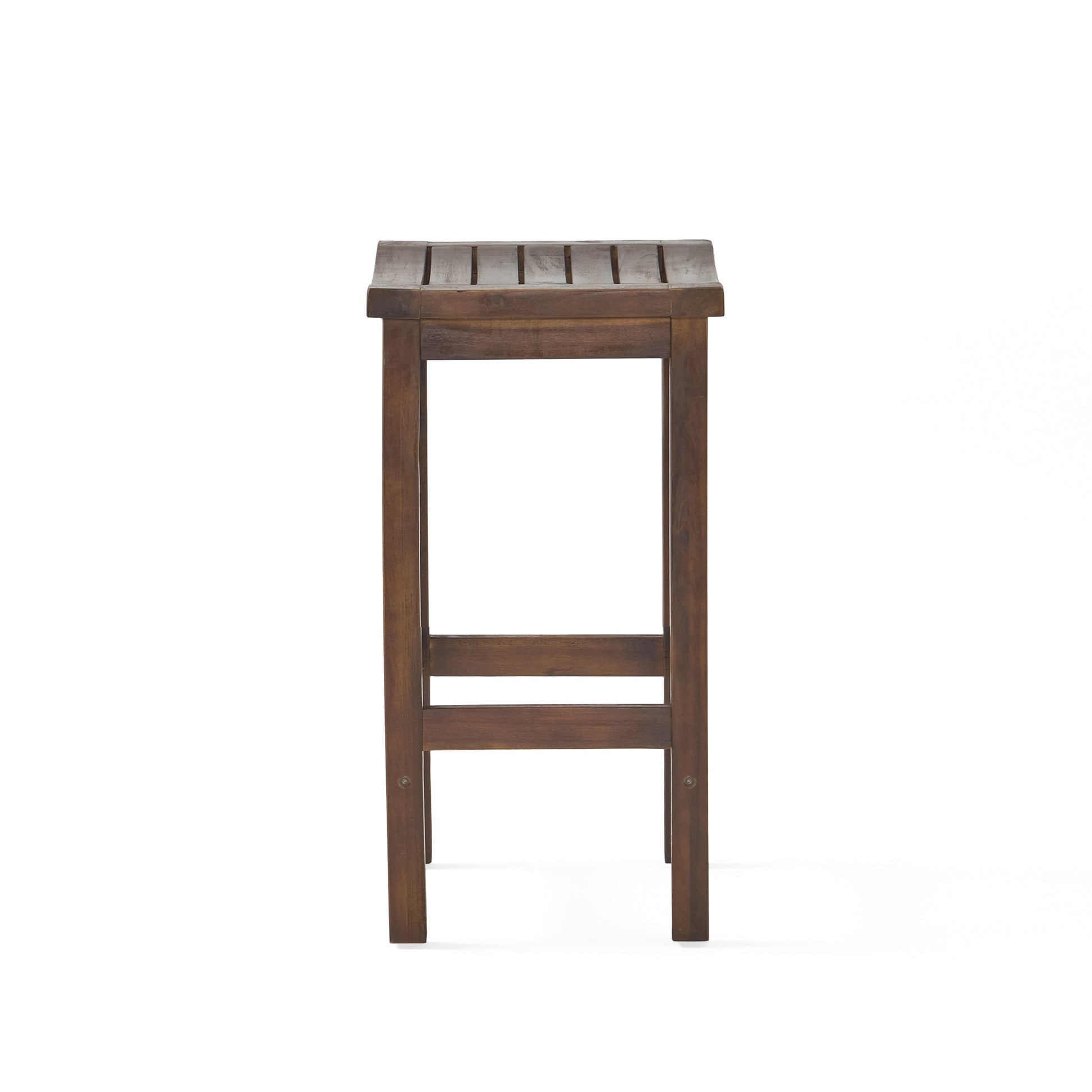 Acacia Wood Counter Height Bar Stools Set of 2, Mahogany Brown Outdoor Patio Kitchen