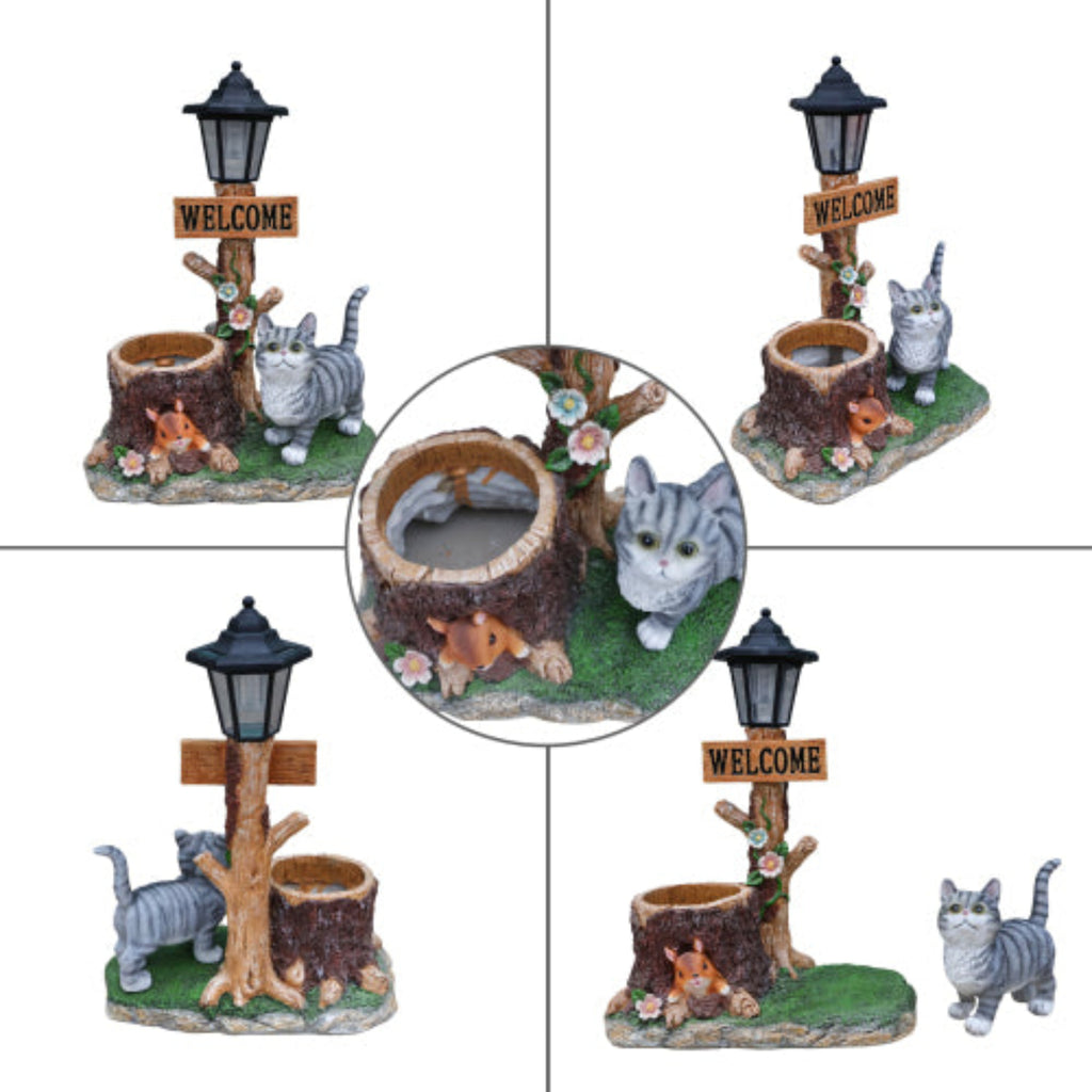 Cat Shaped Planter Statue with Lovely Appearance for Succulent and Flower Planting